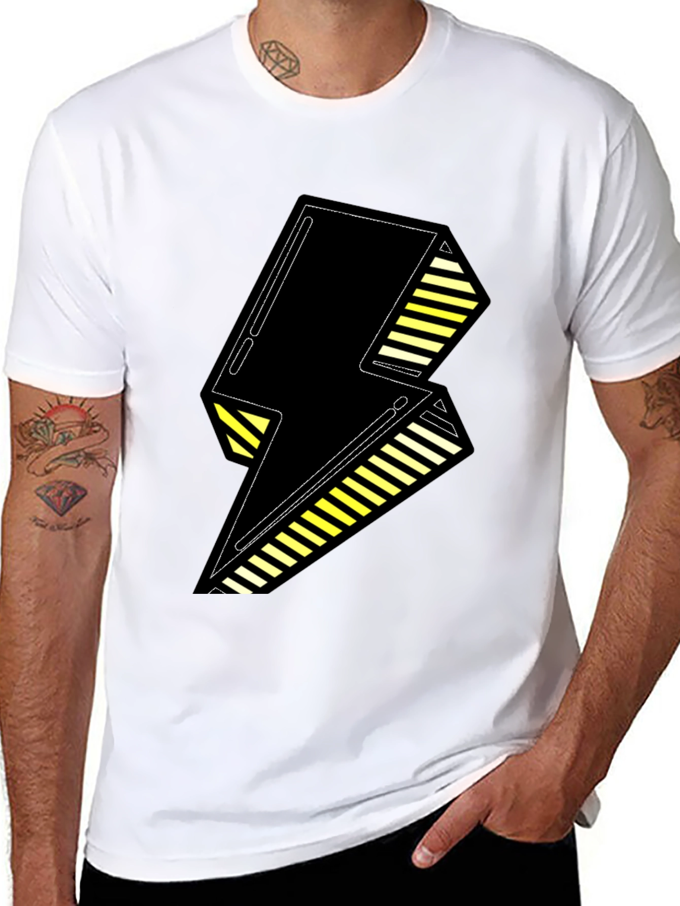 Bold Black Lightning Bolt Graphic Tee