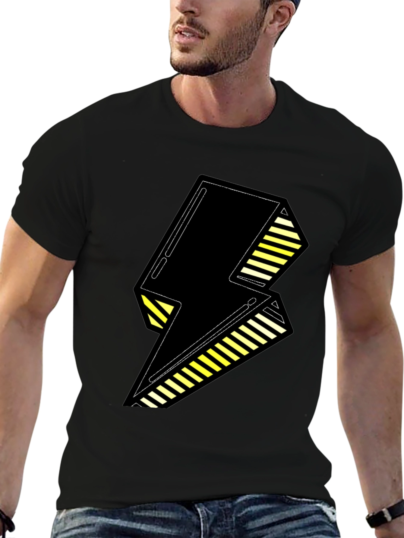 Bold Black Lightning Bolt Graphic Tee
