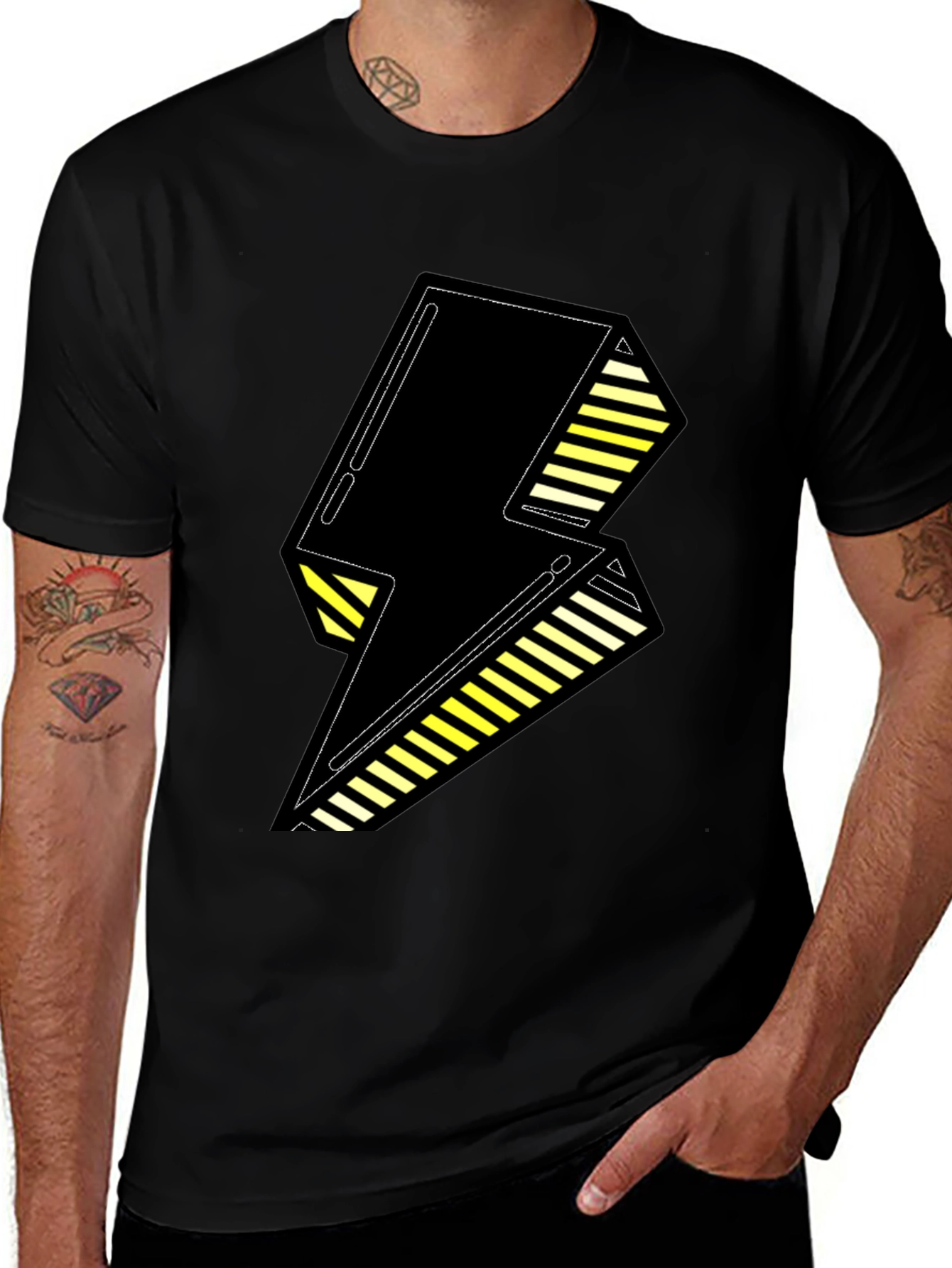 Bold Black Lightning Bolt Graphic Tee