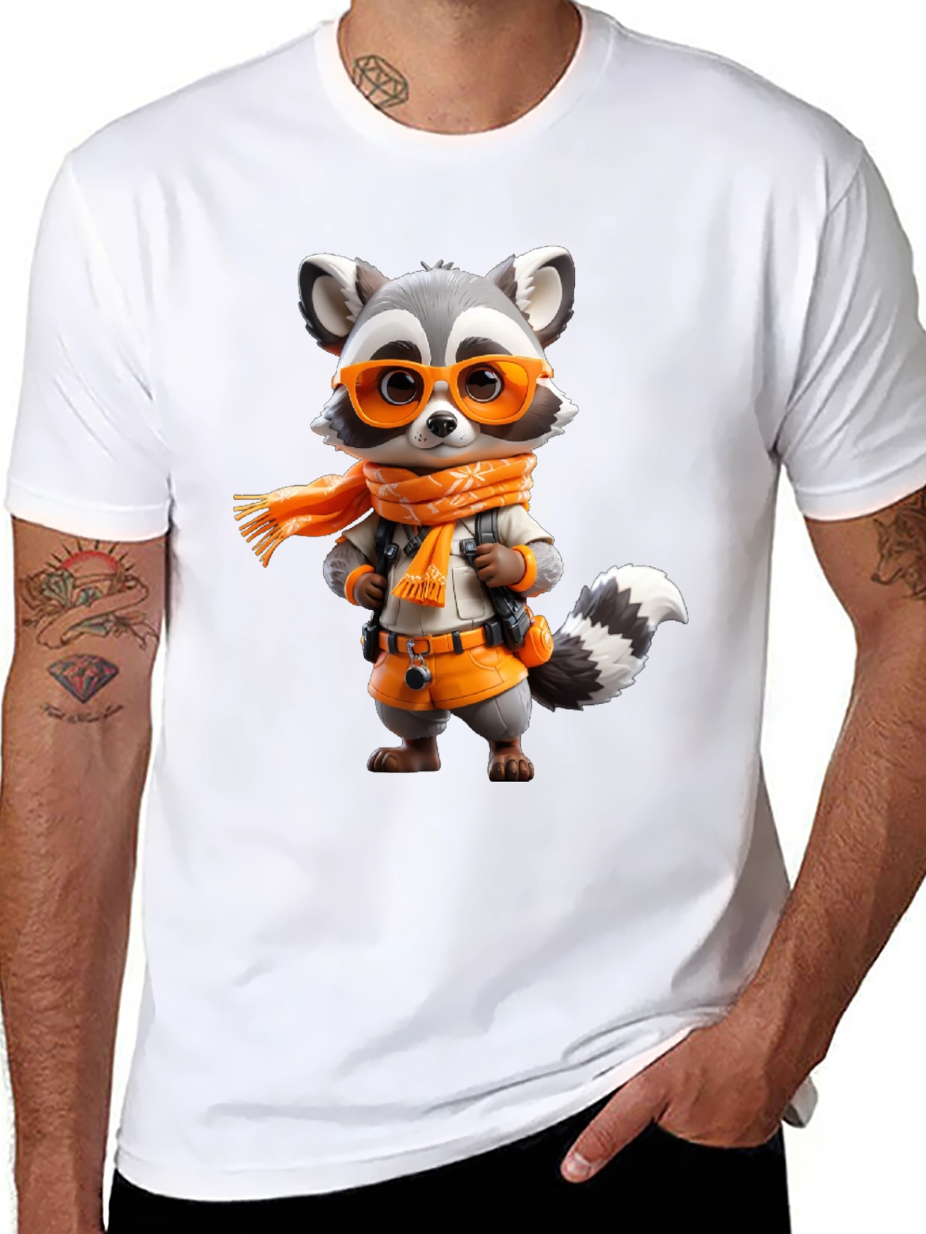 Raccoon Explorer Graphic Tee - Black Casual Shirt