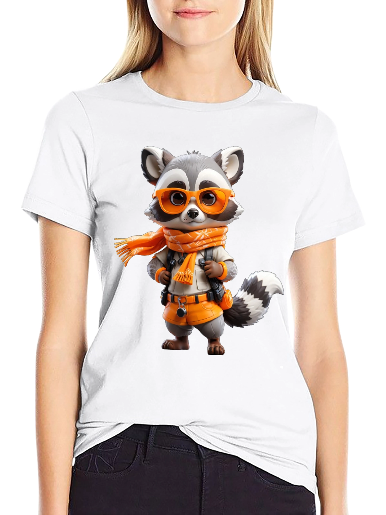 Raccoon Explorer Graphic Tee - Black Casual Shirt