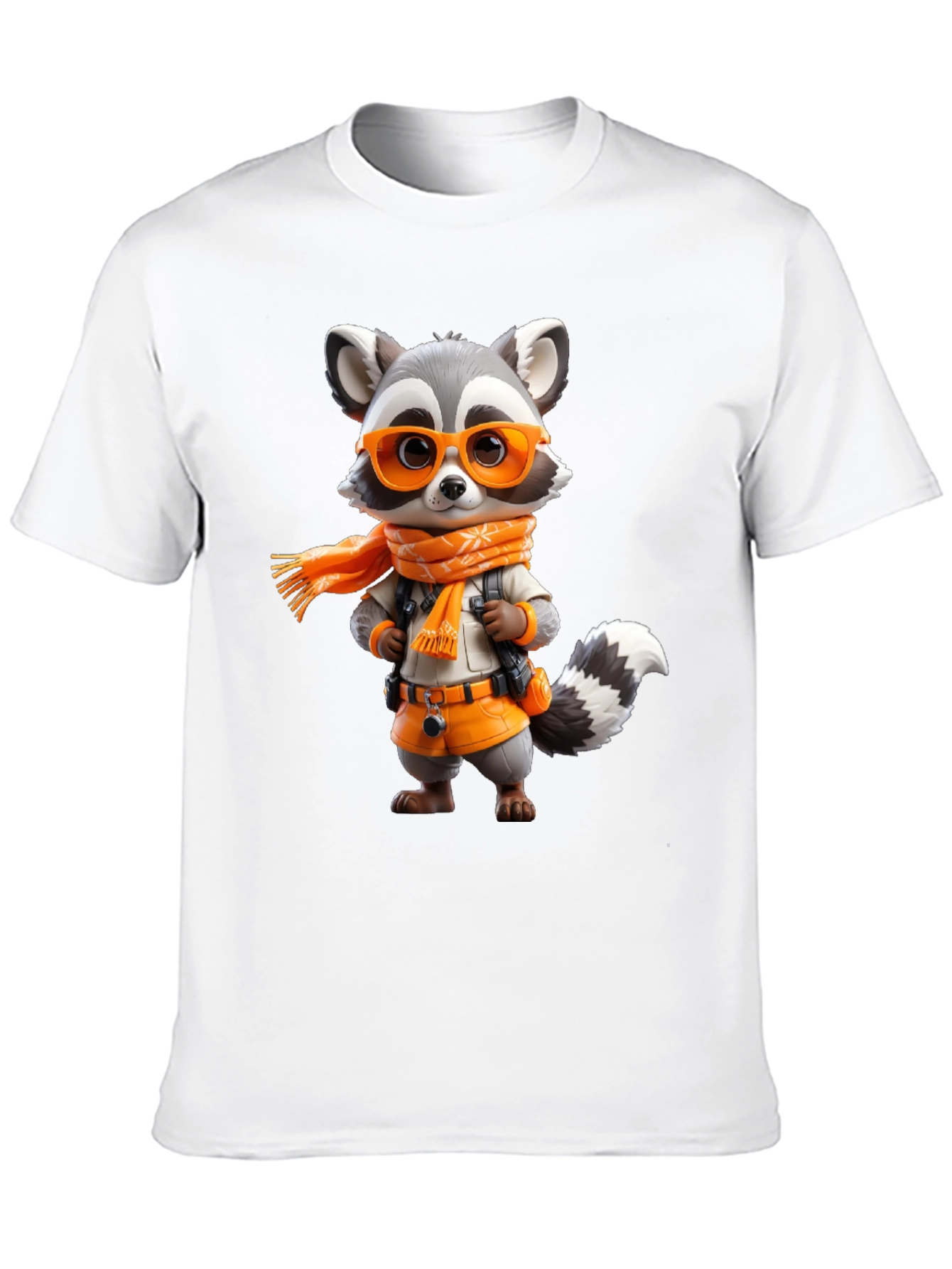 Raccoon Explorer Graphic Tee - Black Casual Shirt