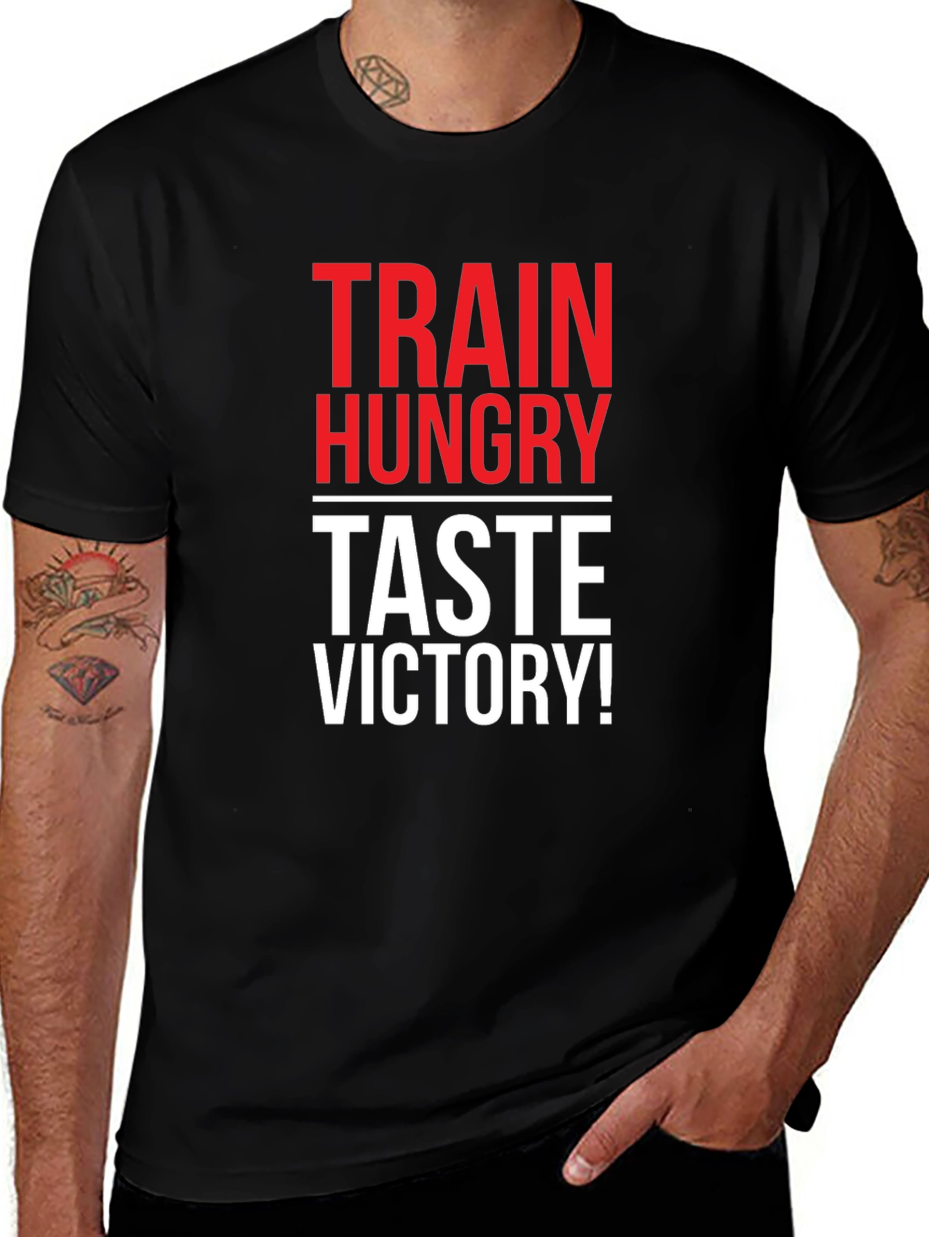Train Hungry Taste Victory! Black T-Shirt
