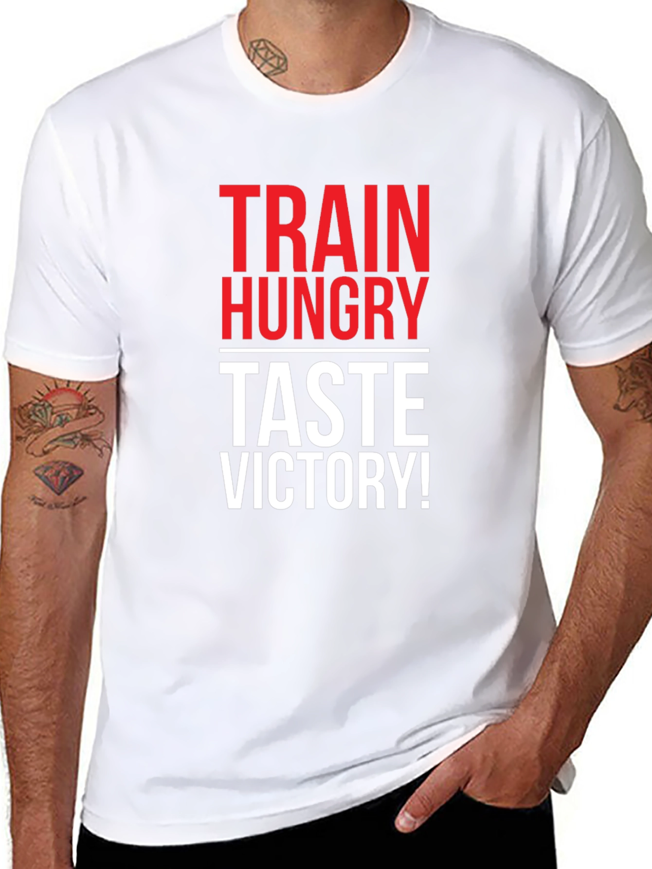 Train Hungry Taste Victory! Black T-Shirt
