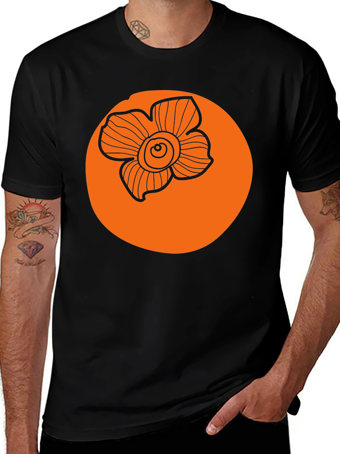 Floral Graphic Tee - Black Casual T-Shirt