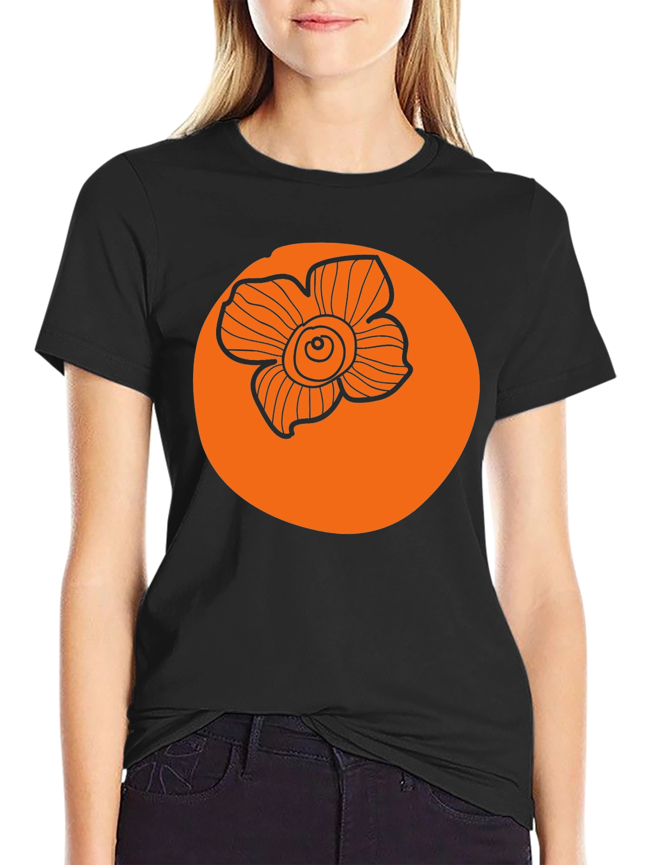 Floral Graphic Tee - Black Casual T-Shirt