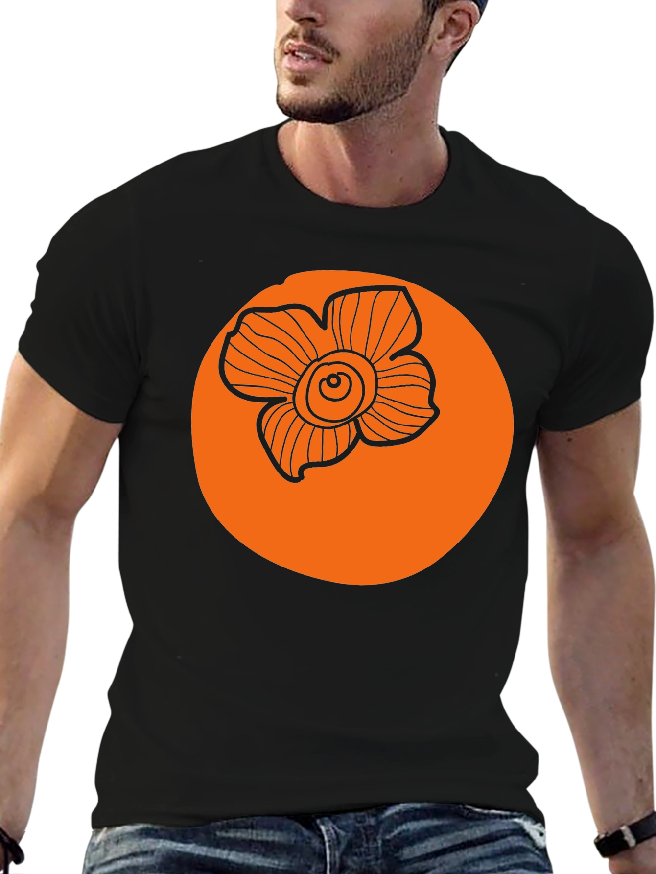 Floral Graphic Tee - Black Casual T-Shirt