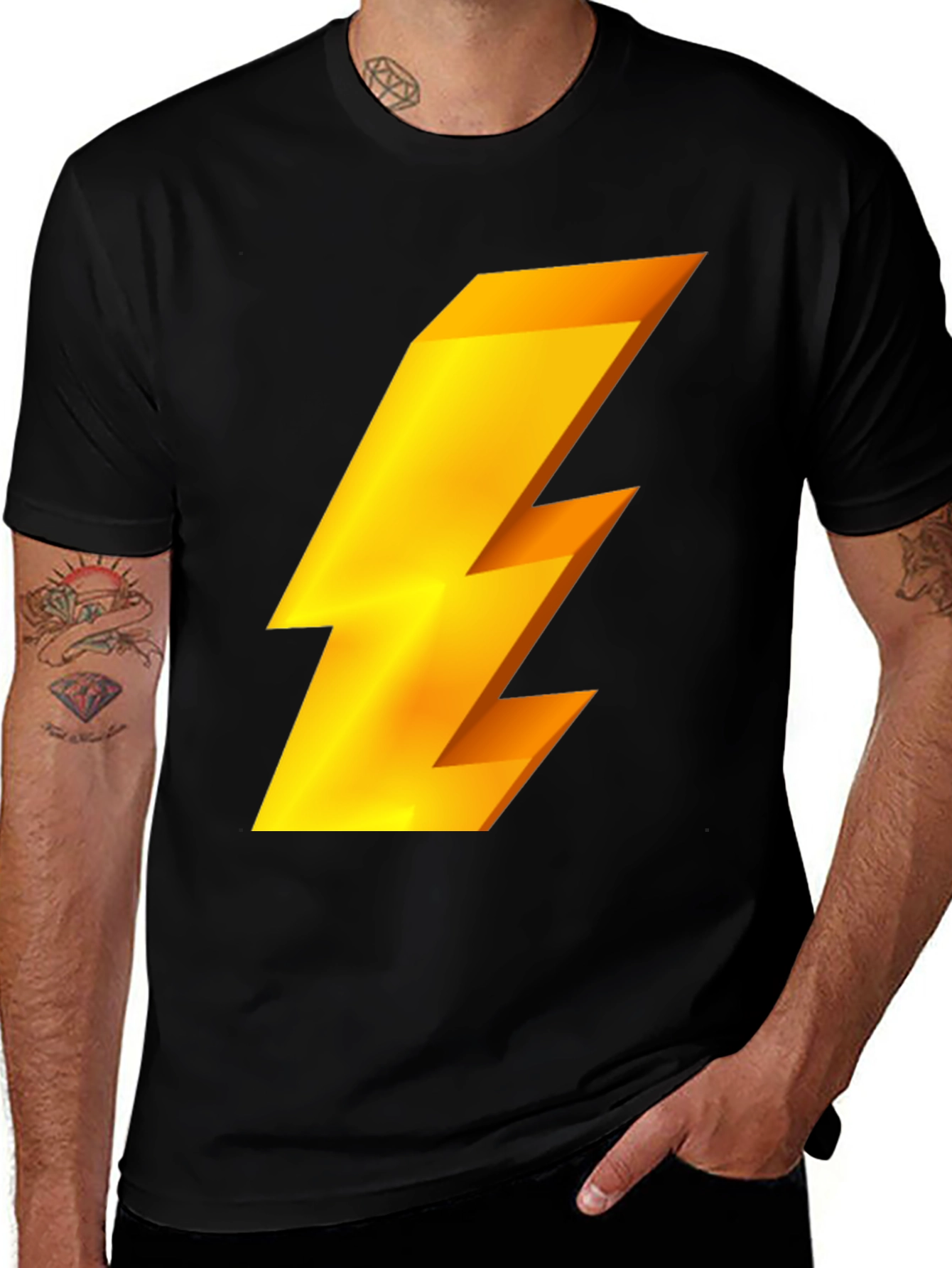 Lightning Bolt Graphic Tee - Black