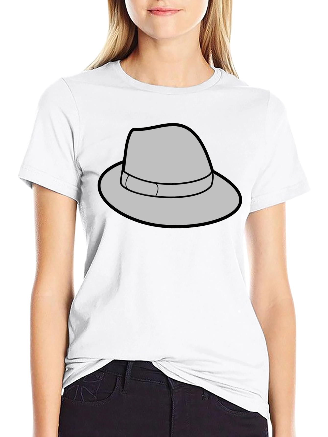Gray Fedora Graphic Black T-Shirt