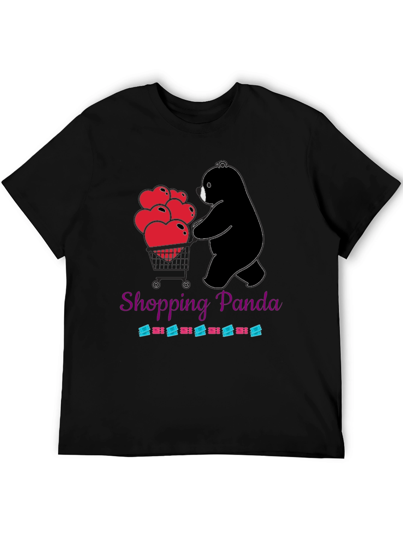 Shopping Panda T-Shirt with Hearts