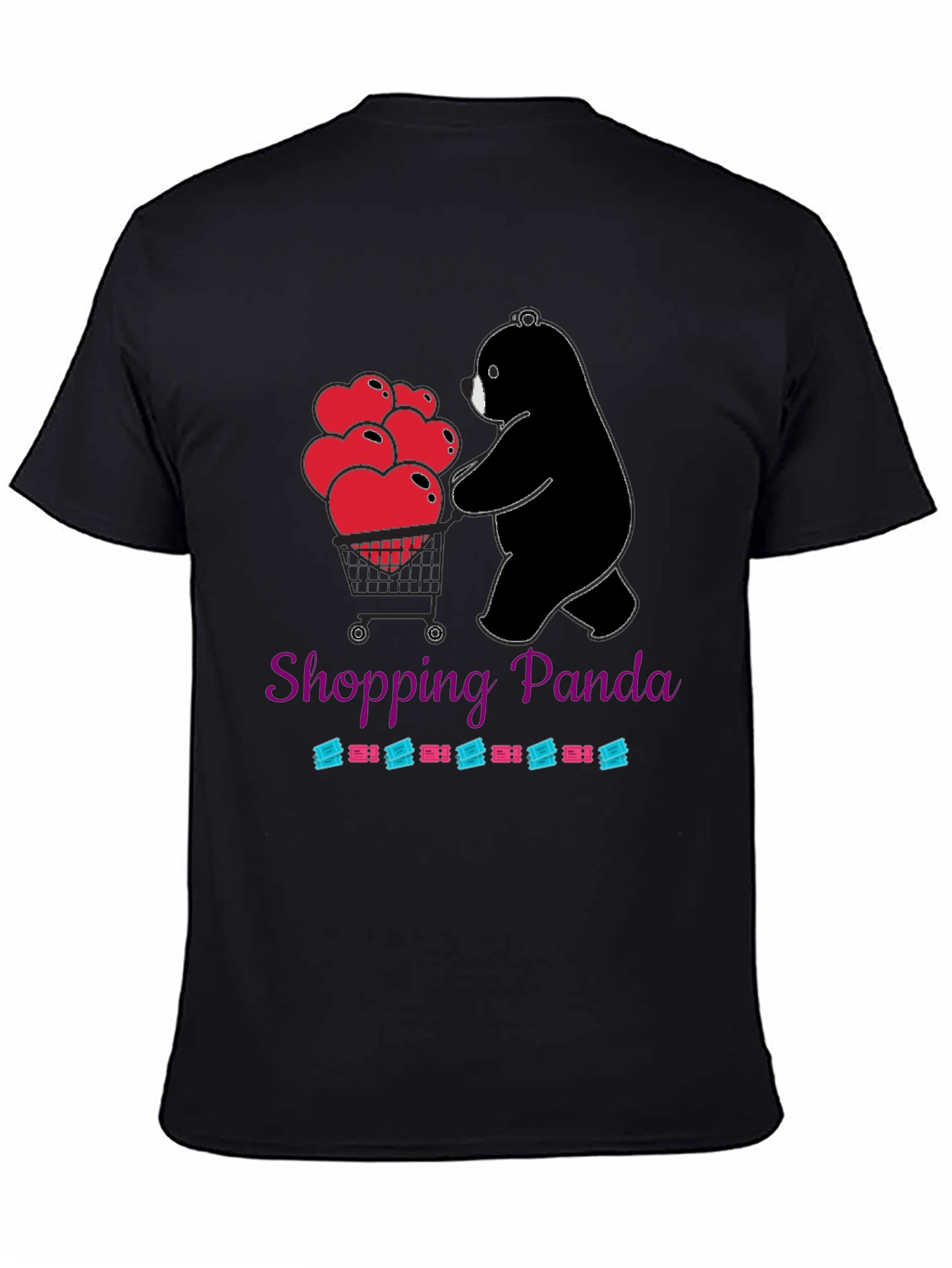 Shopping Panda T-Shirt with Hearts