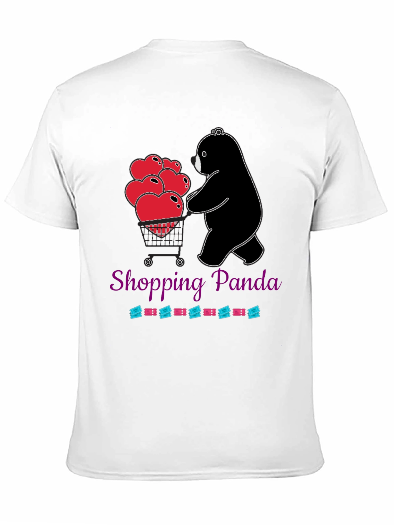 Shopping Panda T-Shirt with Hearts