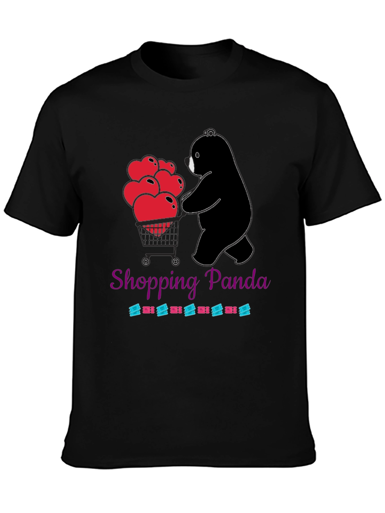 Shopping Panda T-Shirt with Hearts