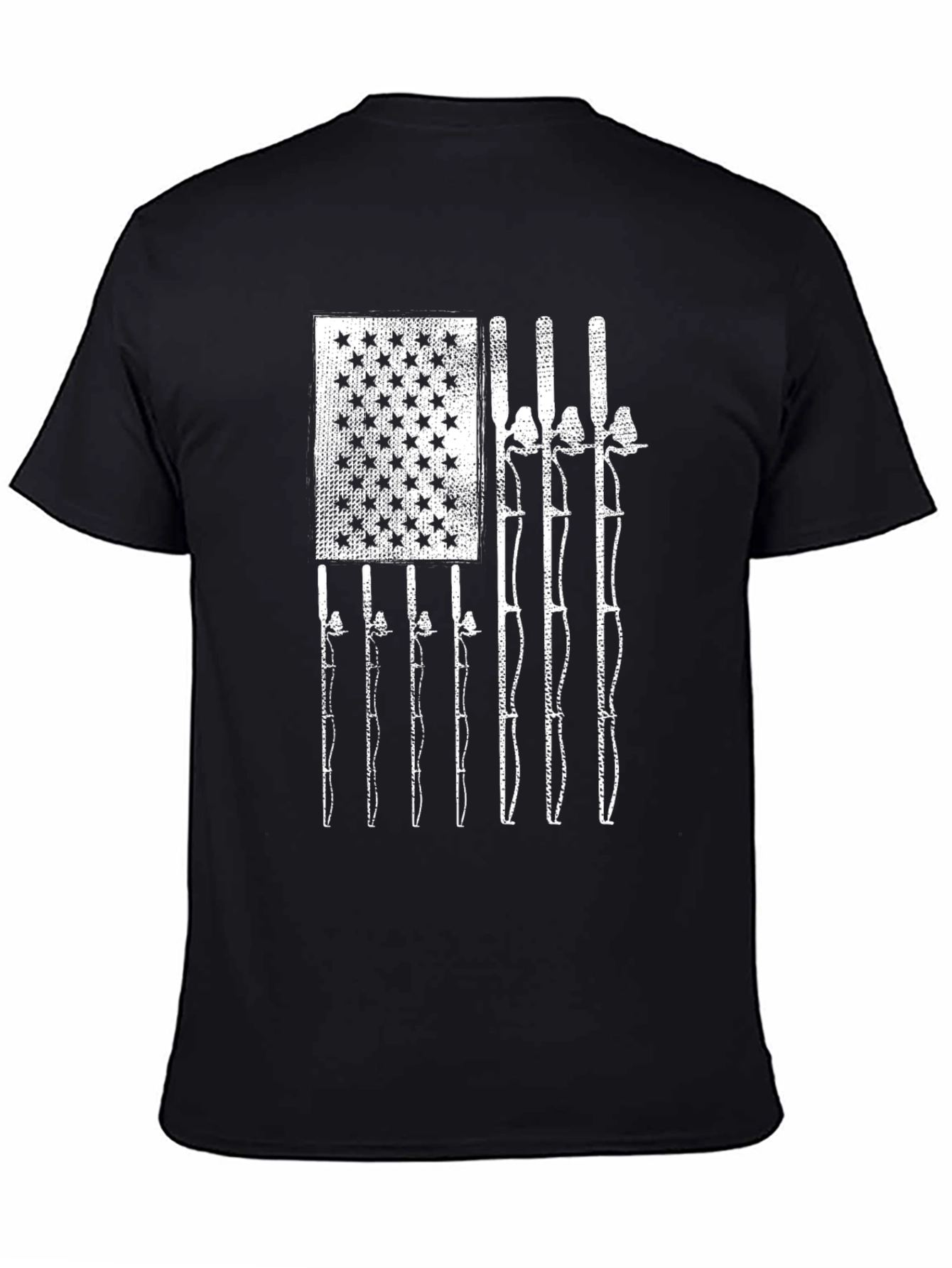 Fishing Rod American Flag T-Shirt
