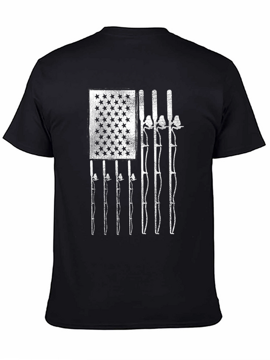 Fishing Rod American Flag T-Shirt