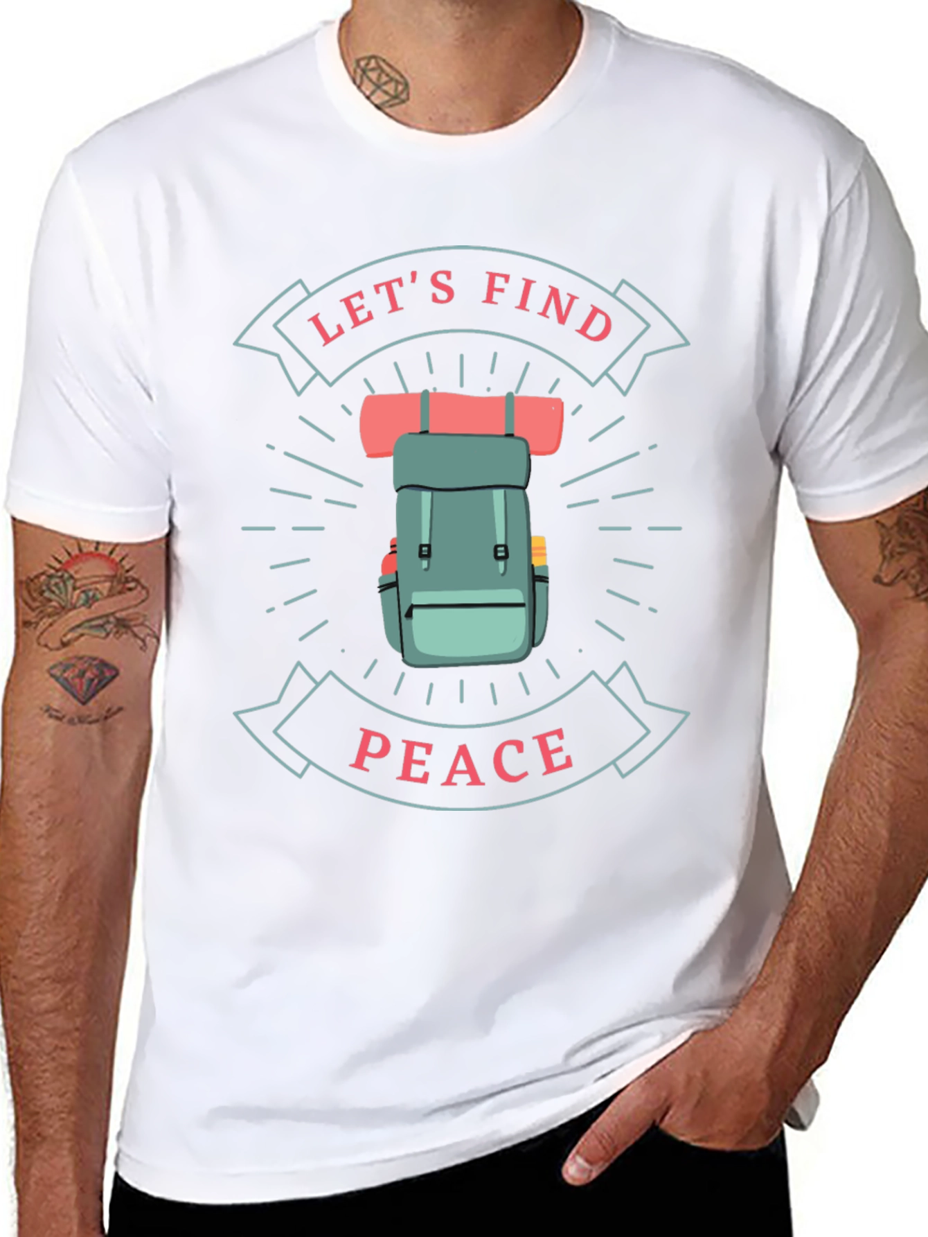 Lets Find Peace Graphic T-Shirt - Hiking Adventure Tee