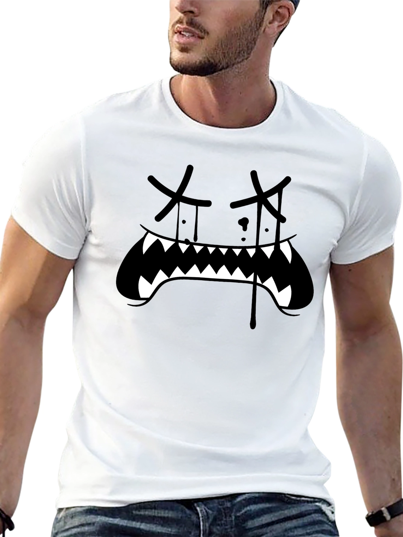 Monster Face Graphic Black T-Shirt