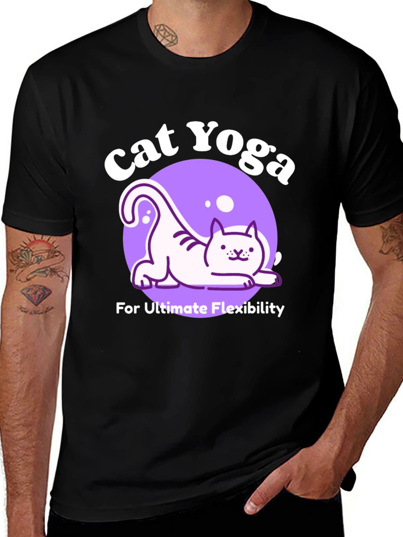 Cat Yoga Black T-Shirt - Ultimate Flexibility