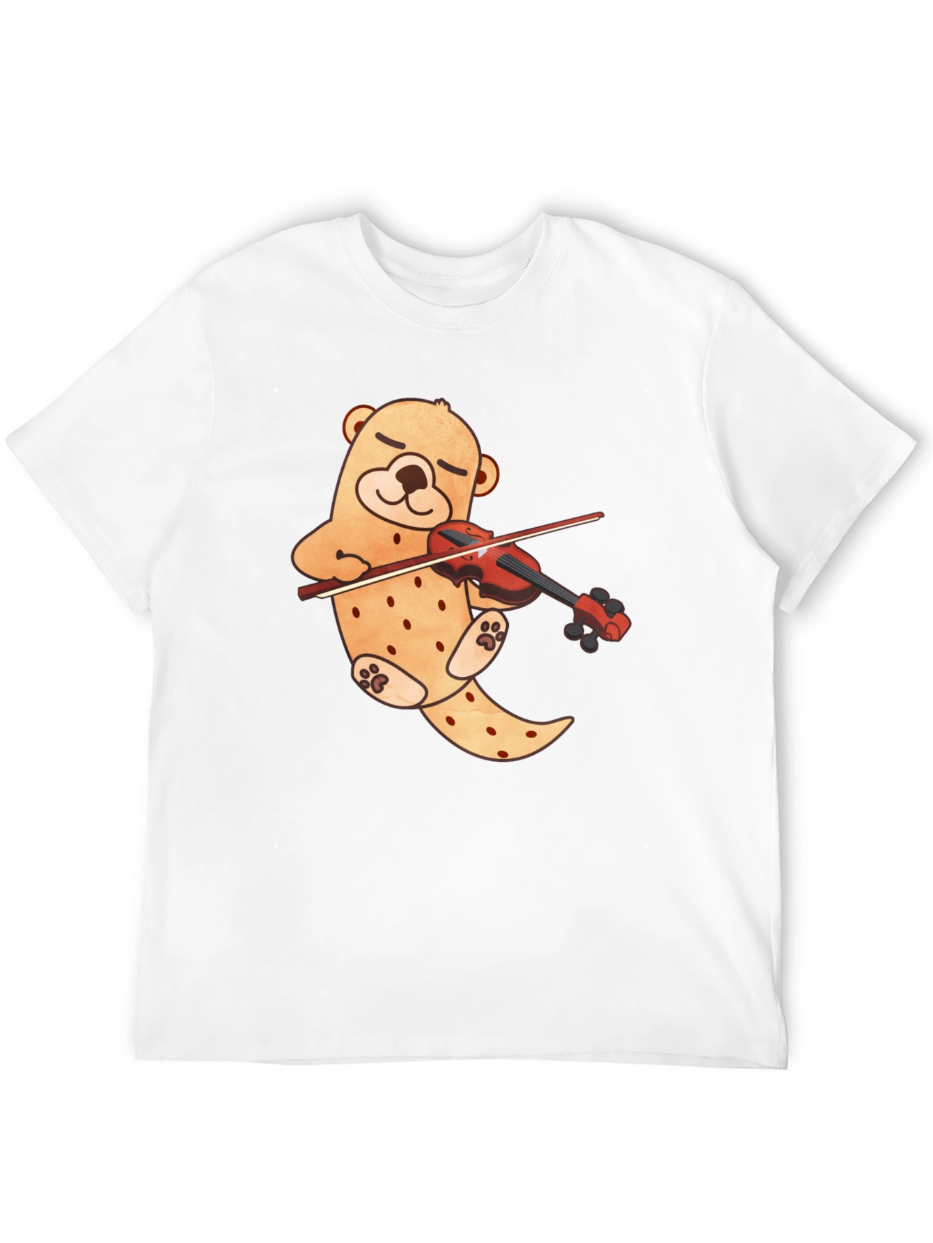 Cute Bear Violinist Black T-Shirt