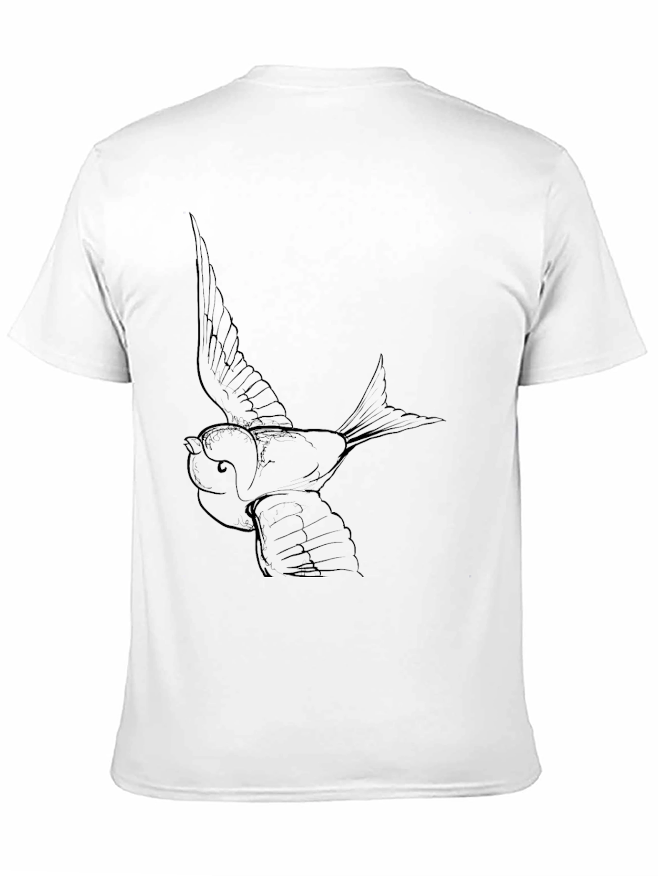 Mens Black T-Shirt with Bird Graphic Print
