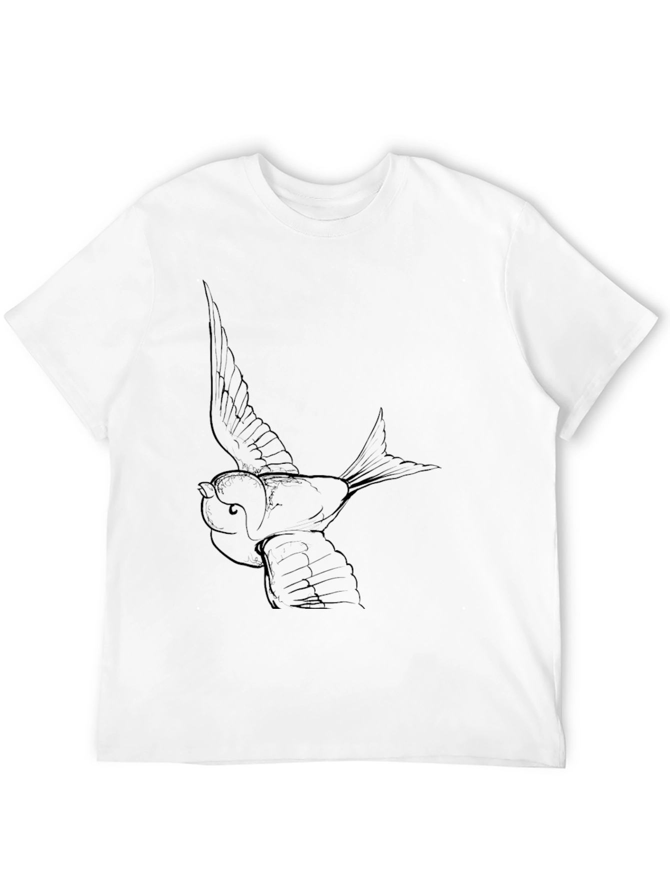 Mens Black T-Shirt with Bird Graphic Print