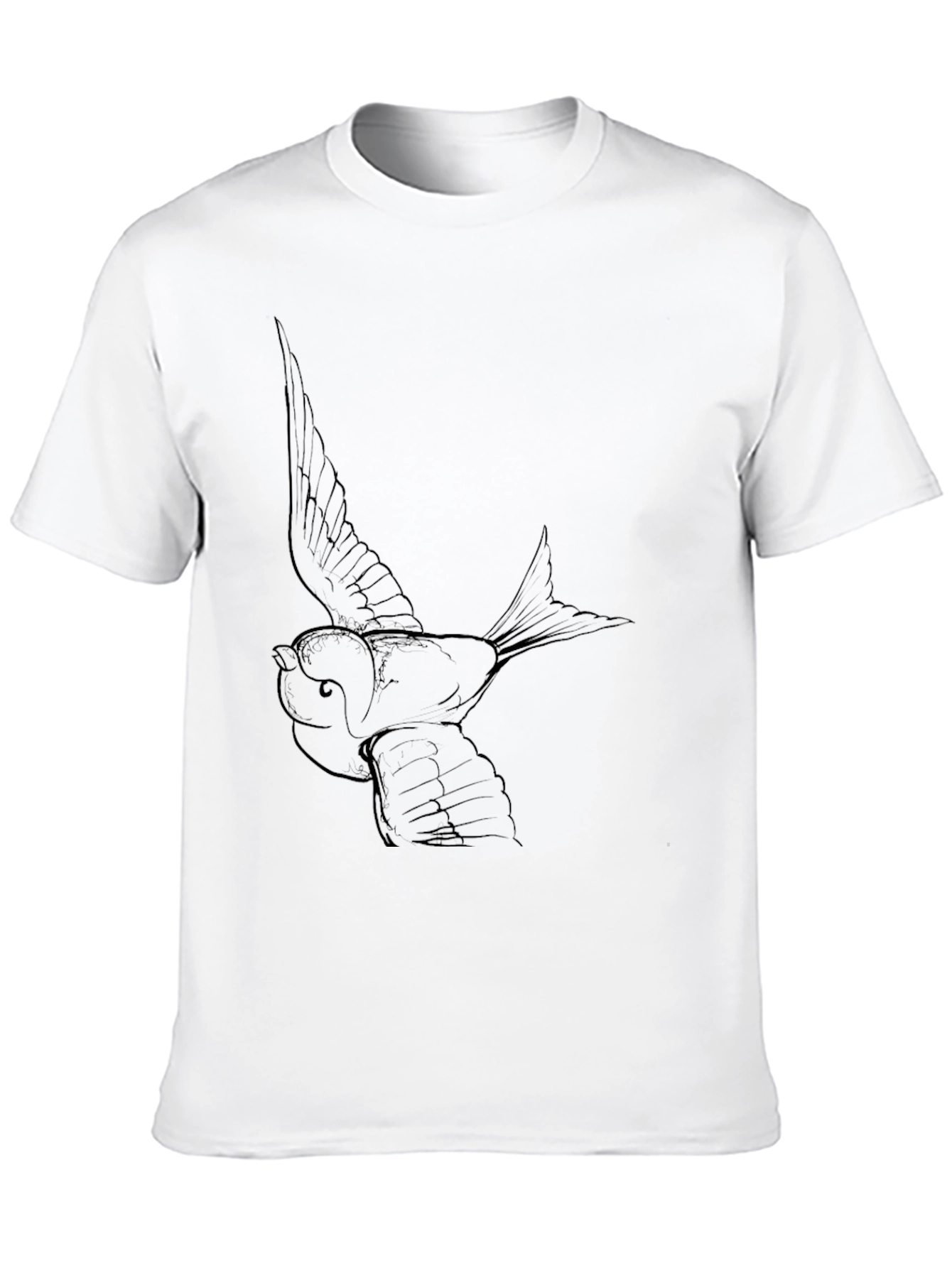 Mens Black T-Shirt with Bird Graphic Print