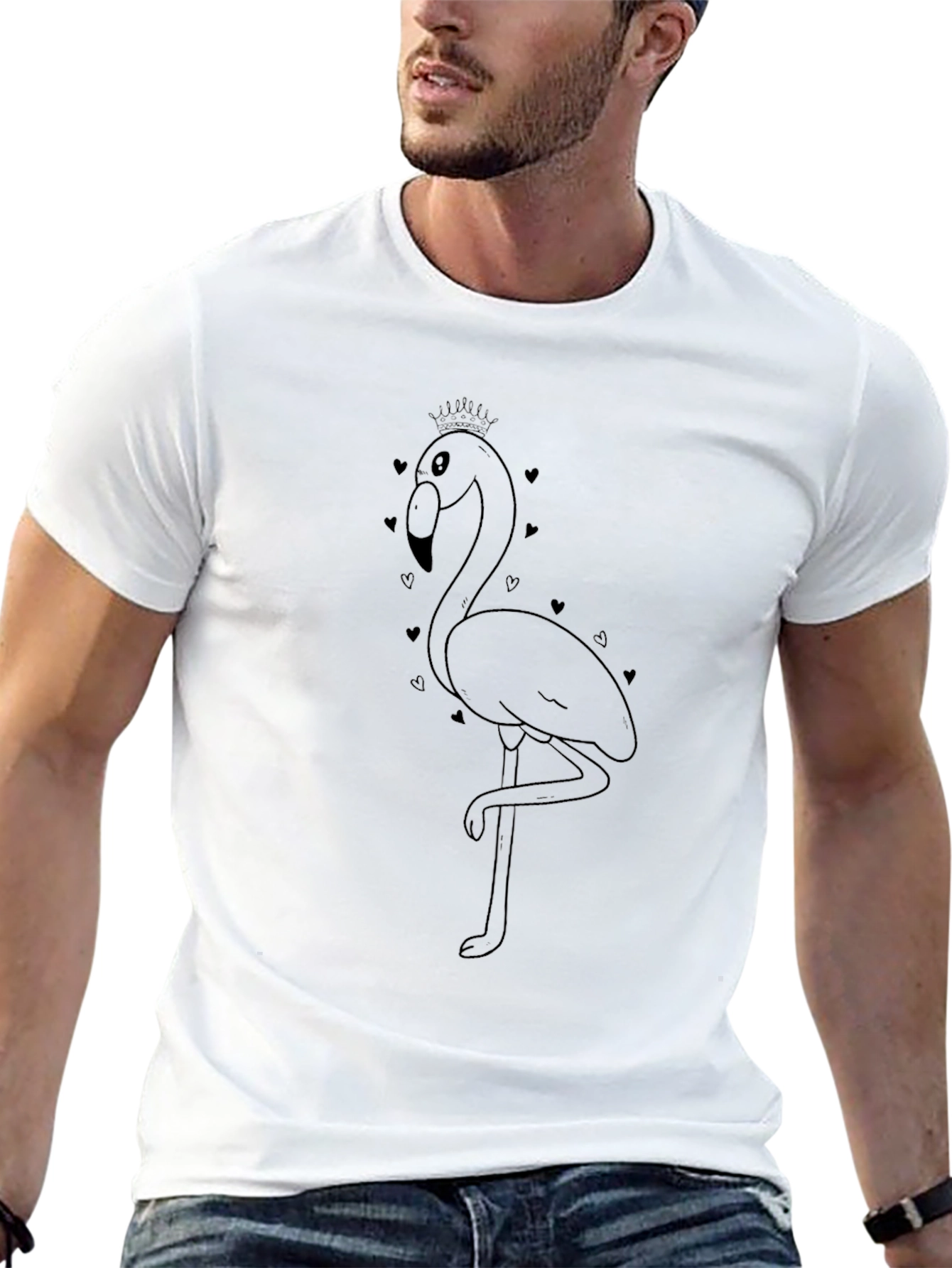 Black Flamingo Heart Tee - Stylish Graphic T-Shirt