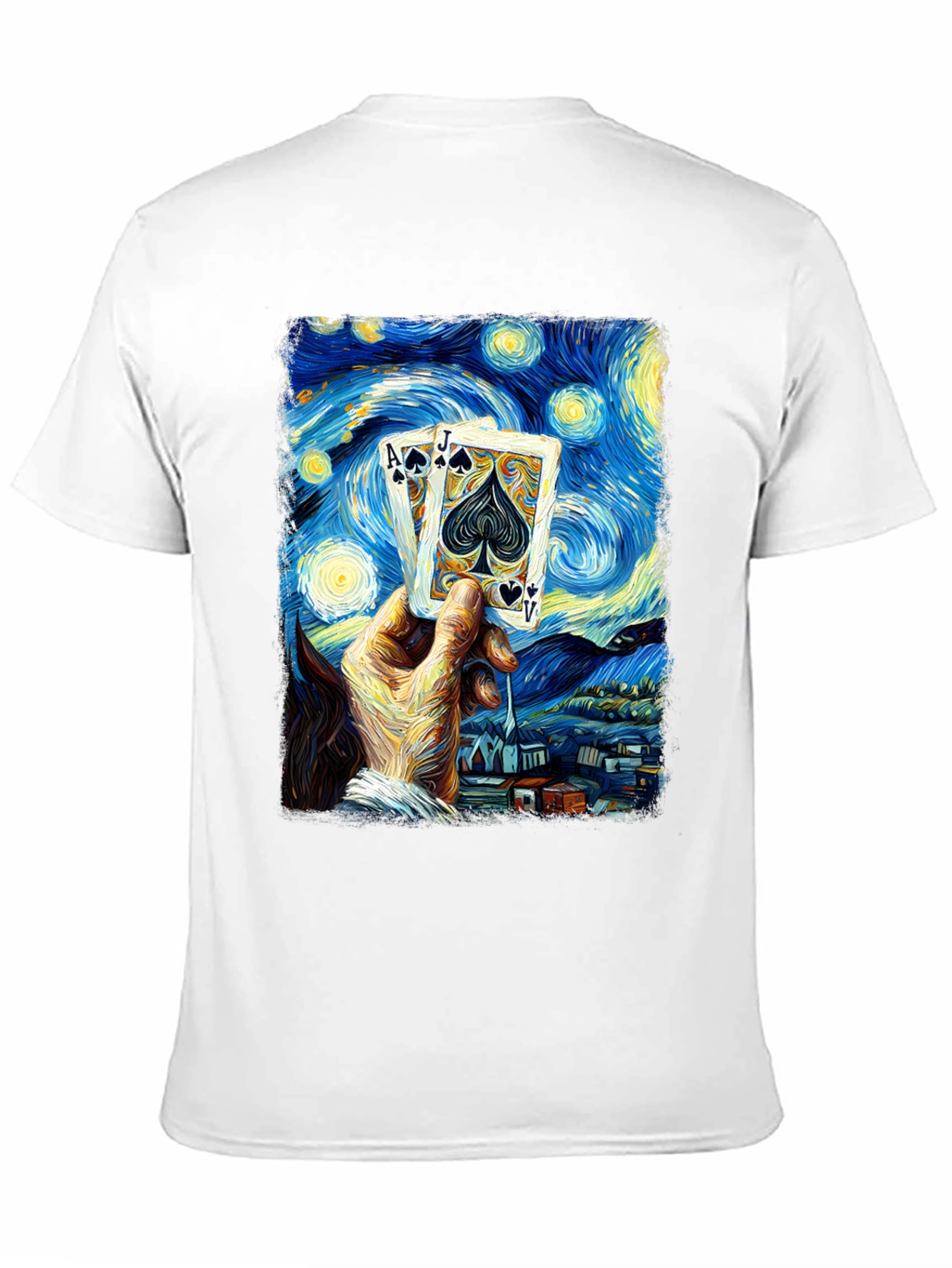 Starry Night Poker T-Shirt - Ace Jack Spade Design