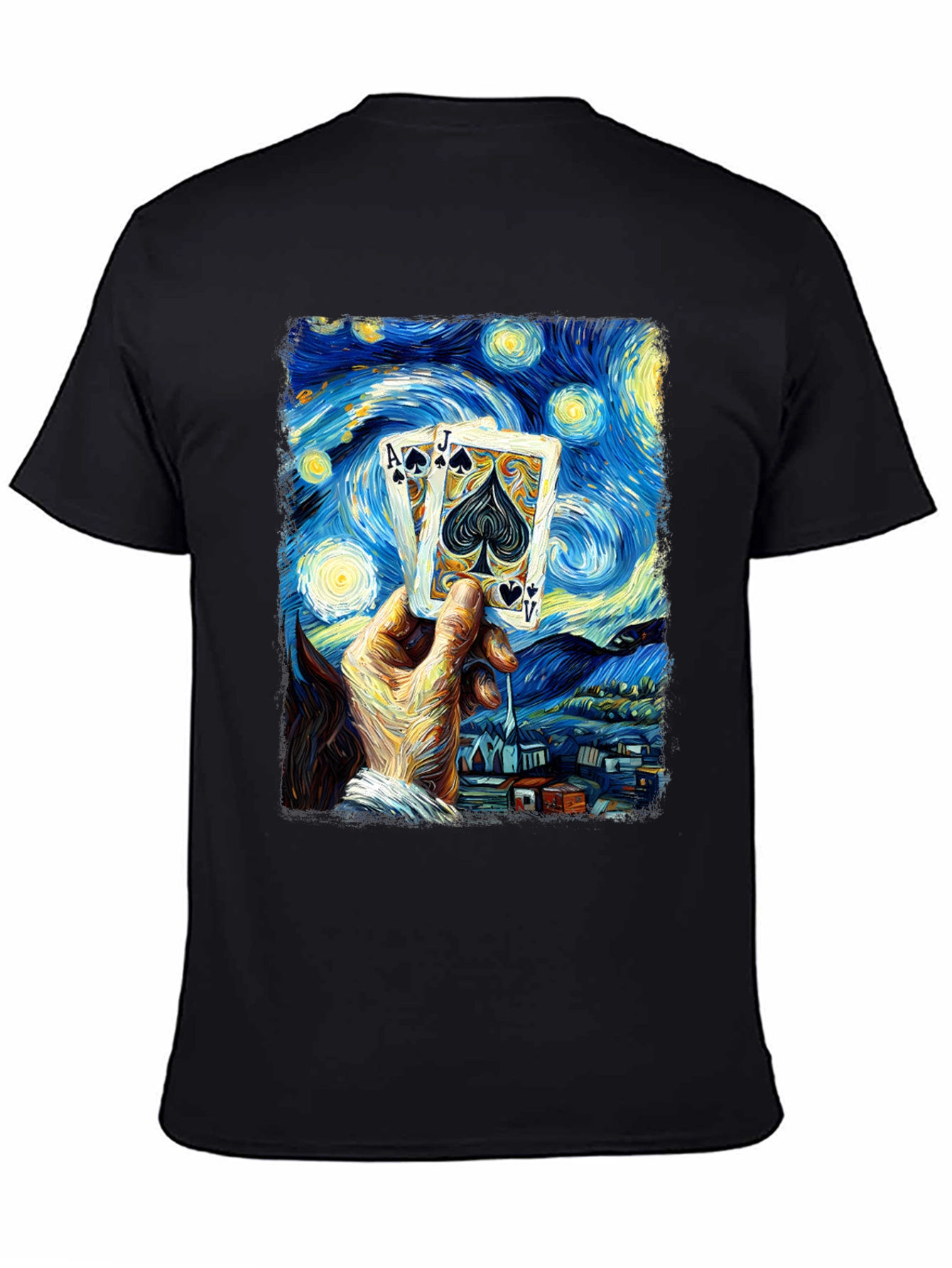 Starry Night Poker T-Shirt - Ace Jack Spade Design