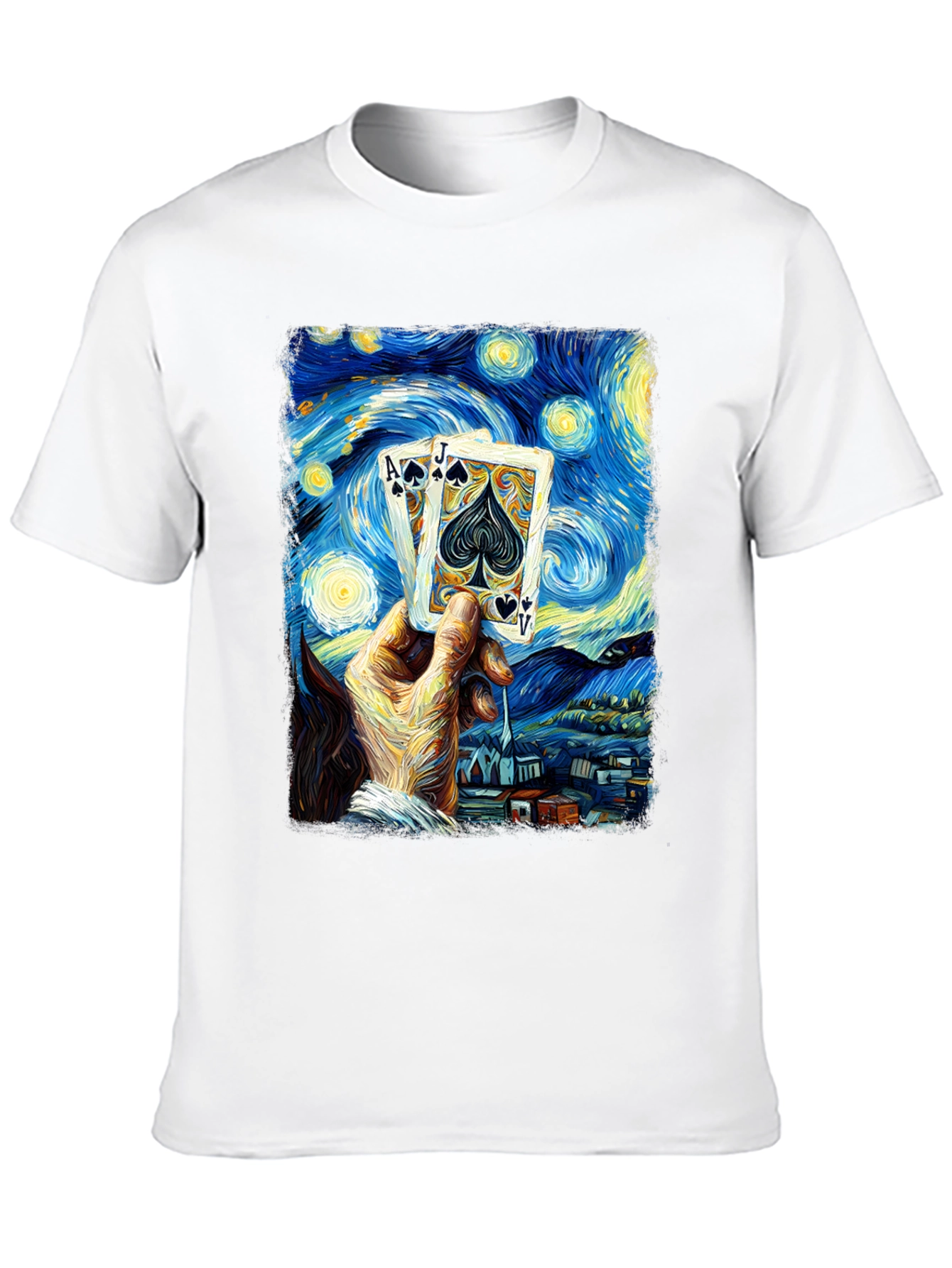 Starry Night Poker T-Shirt - Ace Jack Spade Design