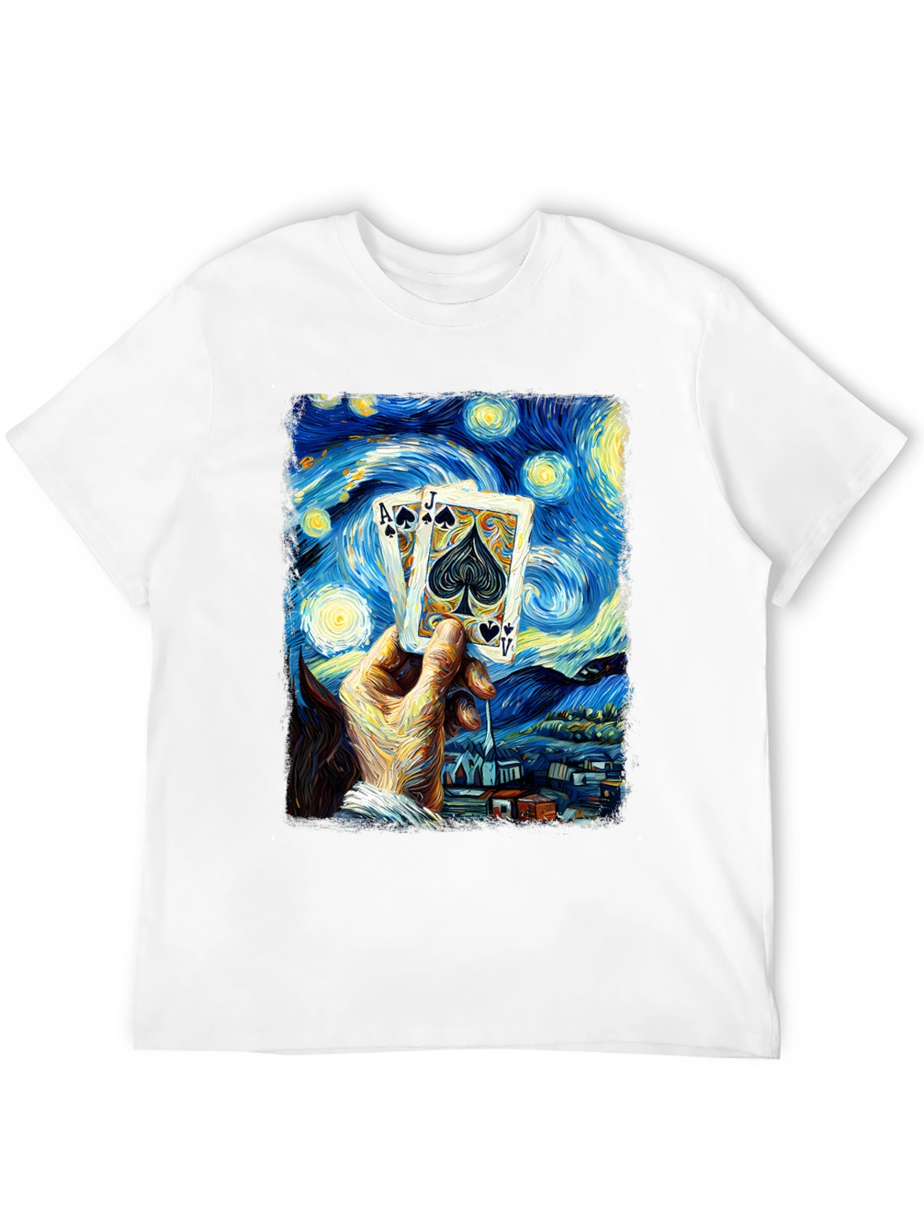 Starry Night Poker T-Shirt - Ace Jack Spade Design