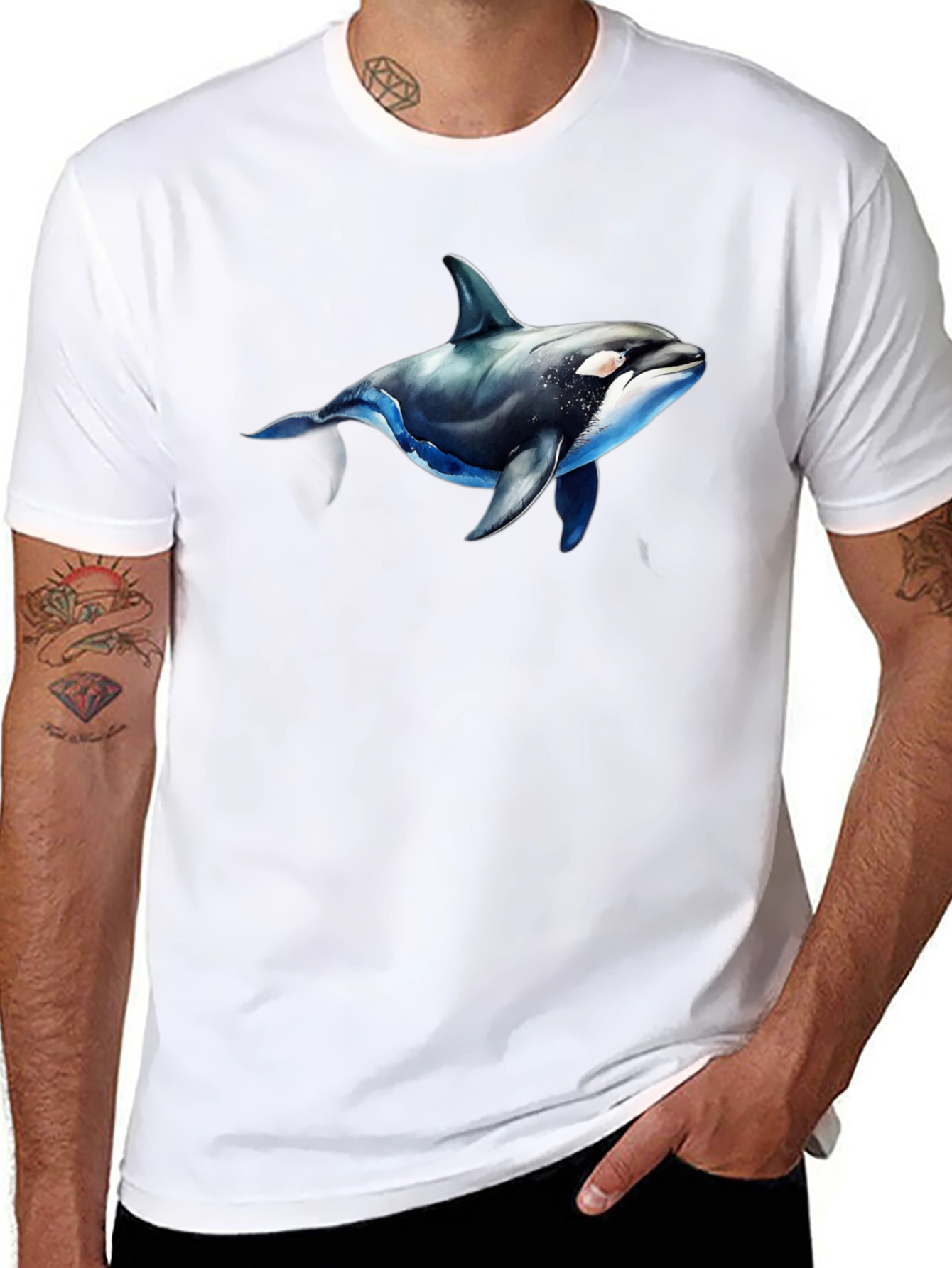 Orca Graphic Black T-Shirt - Marine Life Tee
