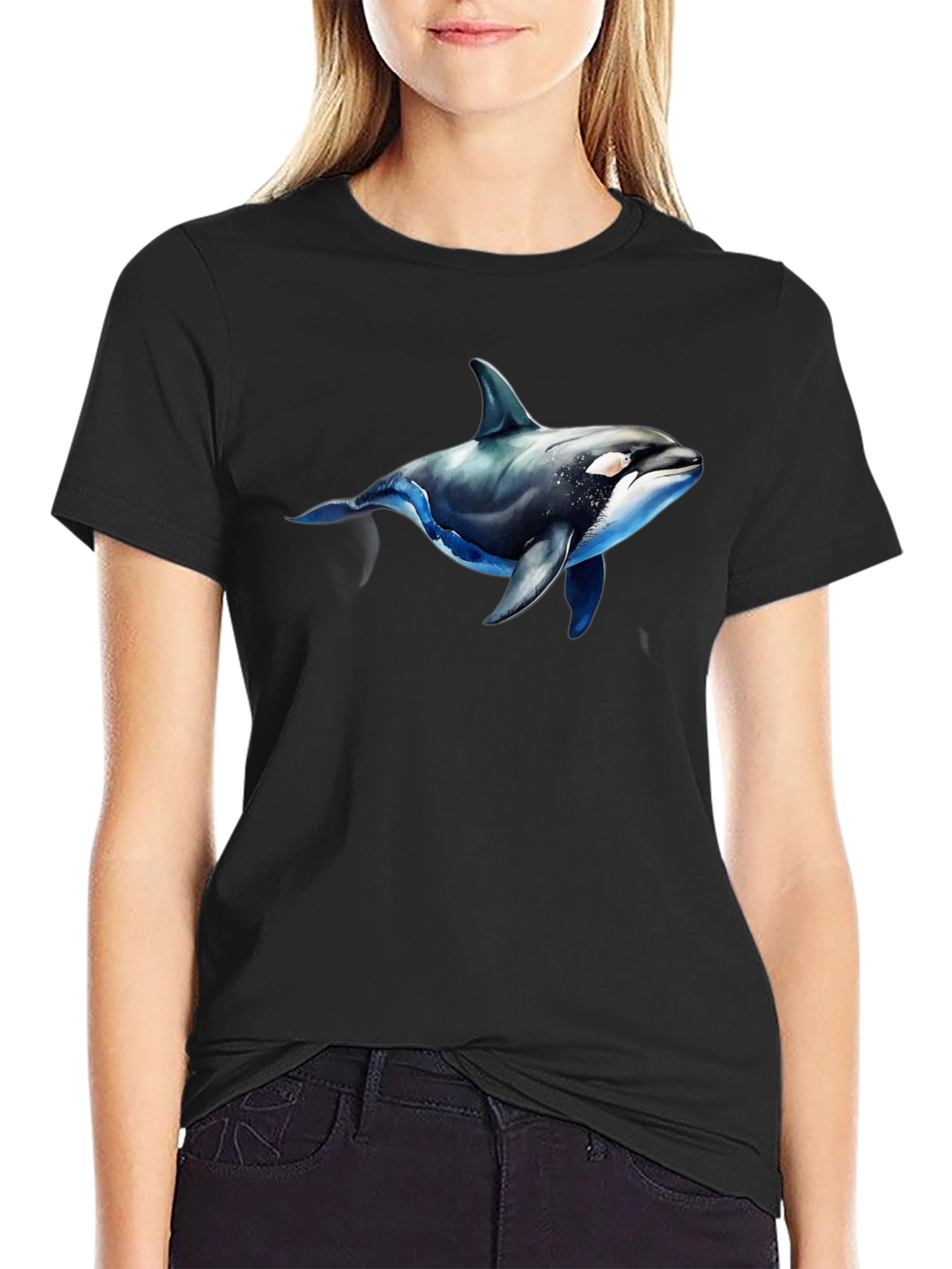 Orca Graphic Black T-Shirt - Marine Life Tee