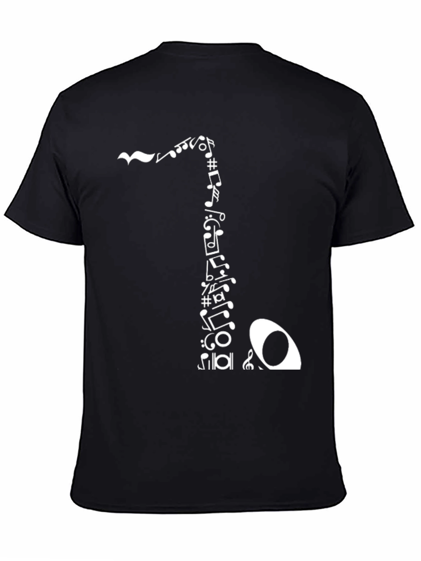 Musical Notes Saxophone Graphic Tee - Black