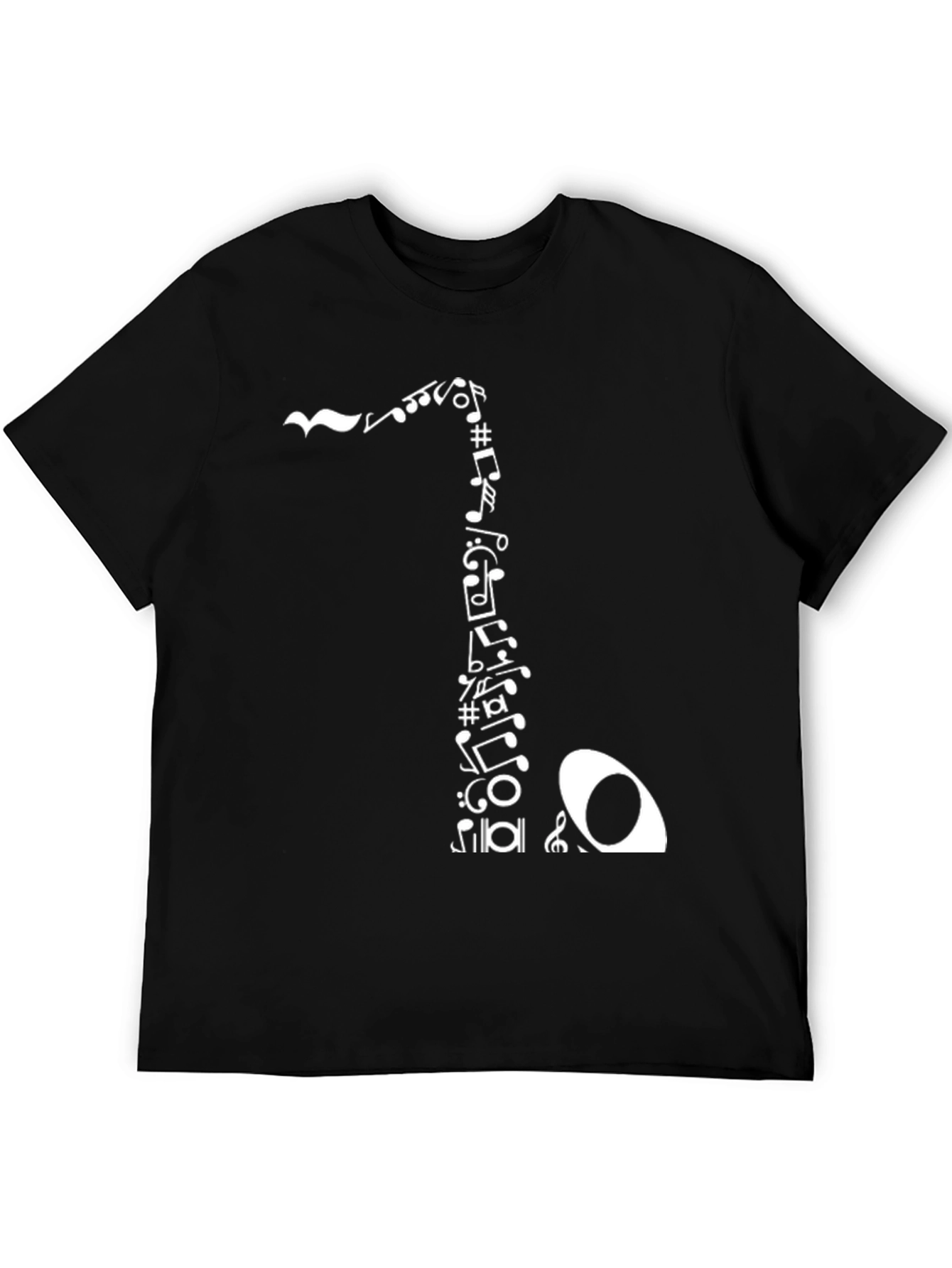 Musical Notes Saxophone Graphic Tee - Black