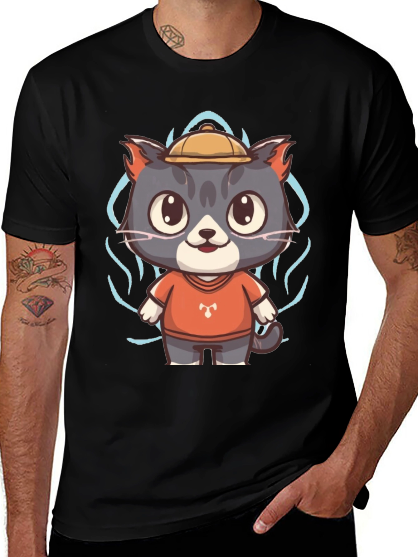 Cartoon Cat Graphic Tee