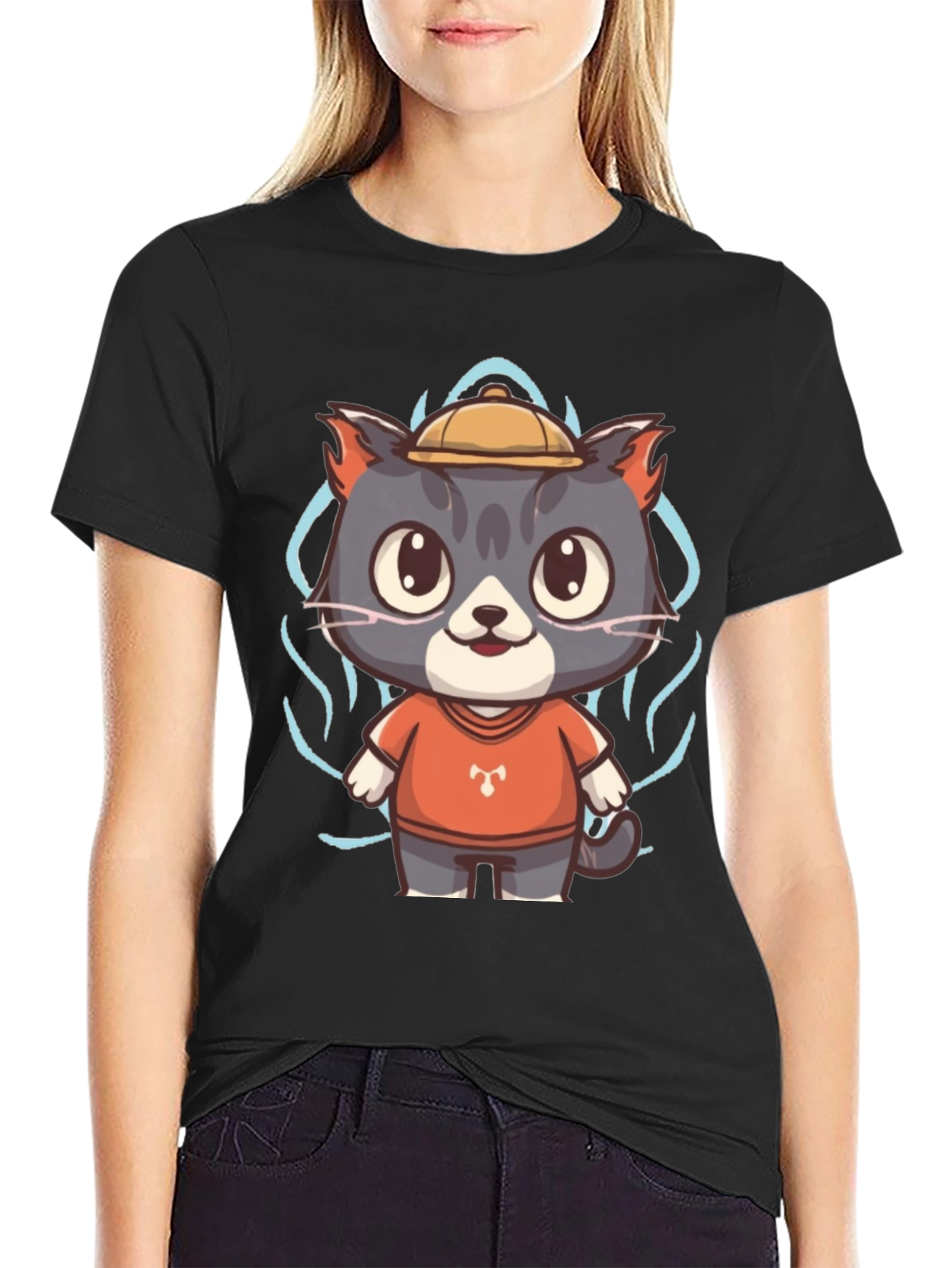 Cartoon Cat Graphic Tee