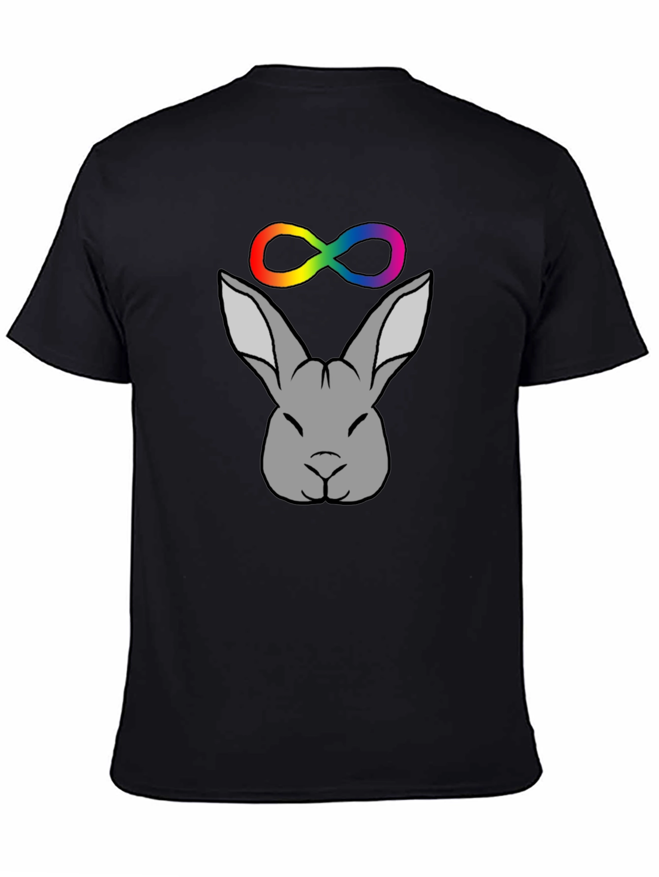 Rabbit Infinity Symbol Graphic Tee - Black Unisex T-Shirt