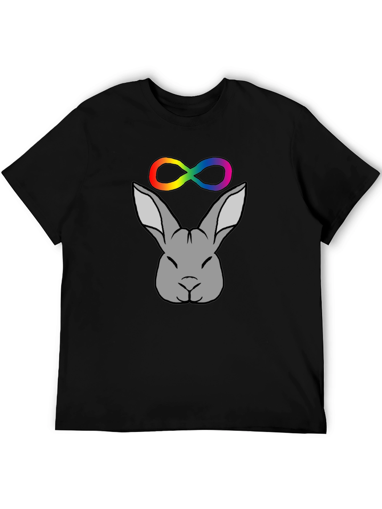 Rabbit Infinity Symbol Graphic Tee - Black Unisex T-Shirt