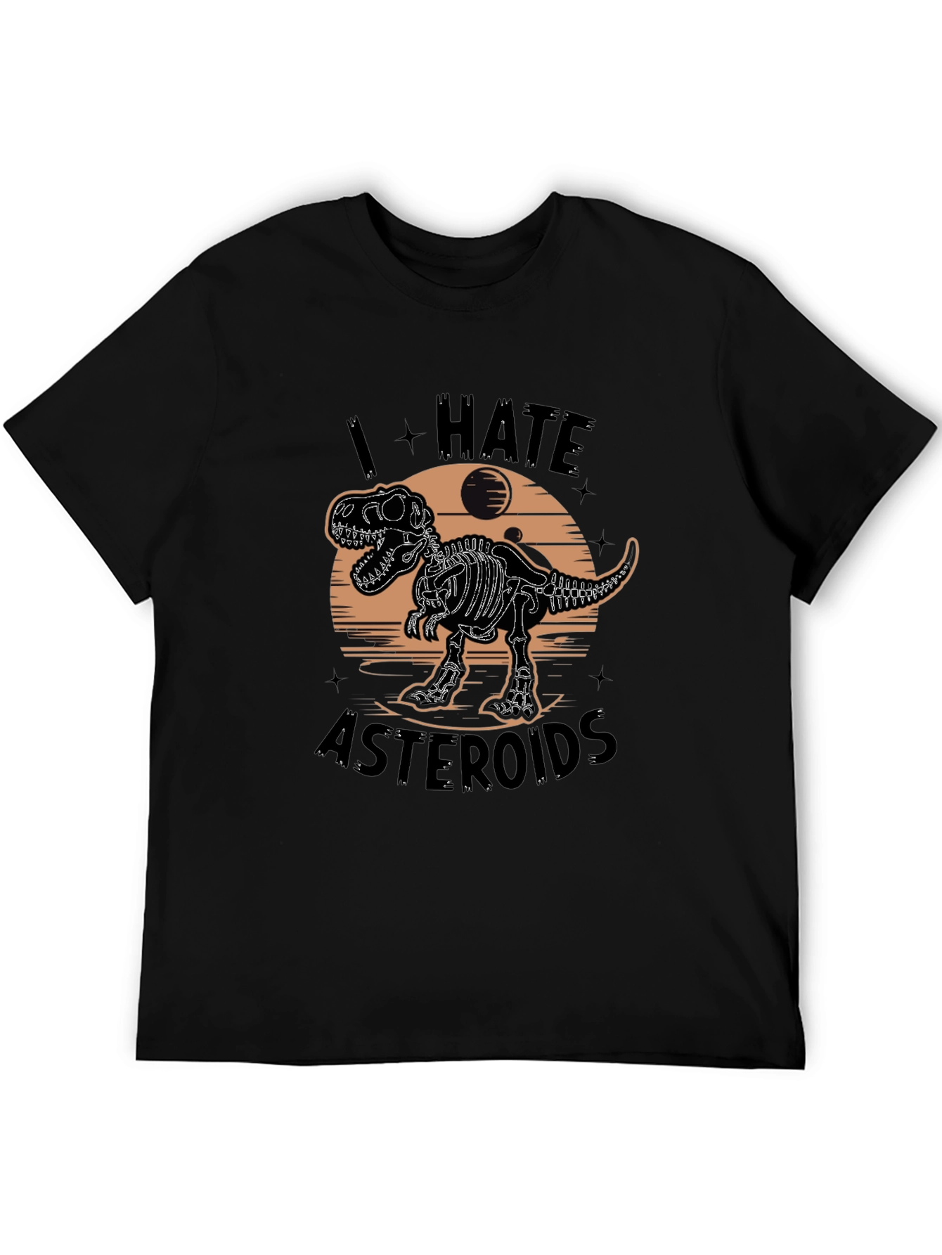 I Hate Asteroids Dinosaur Skeleton Graphic T-Shirt
