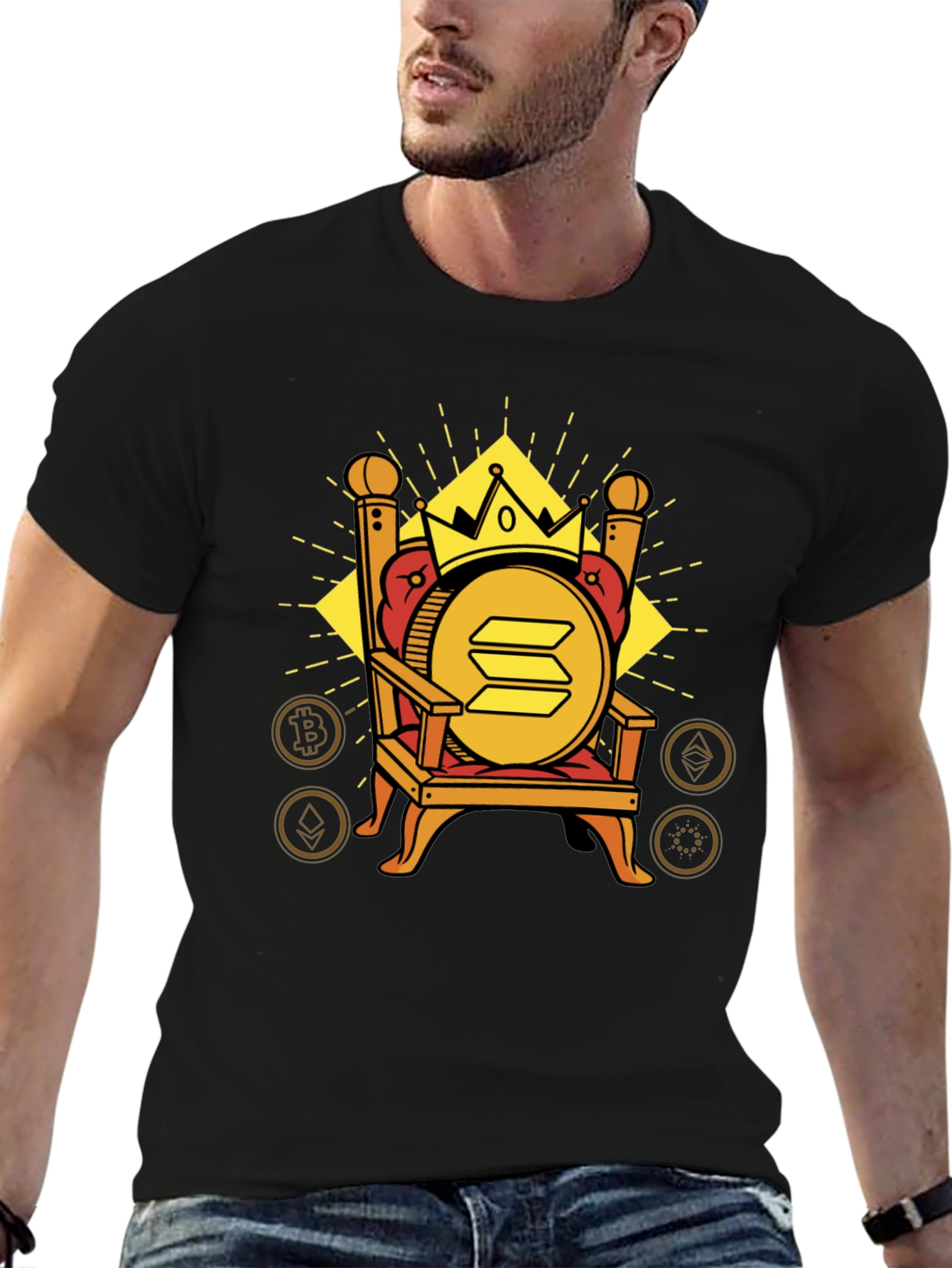 Crypto King T-Shirt - Solana on Throne