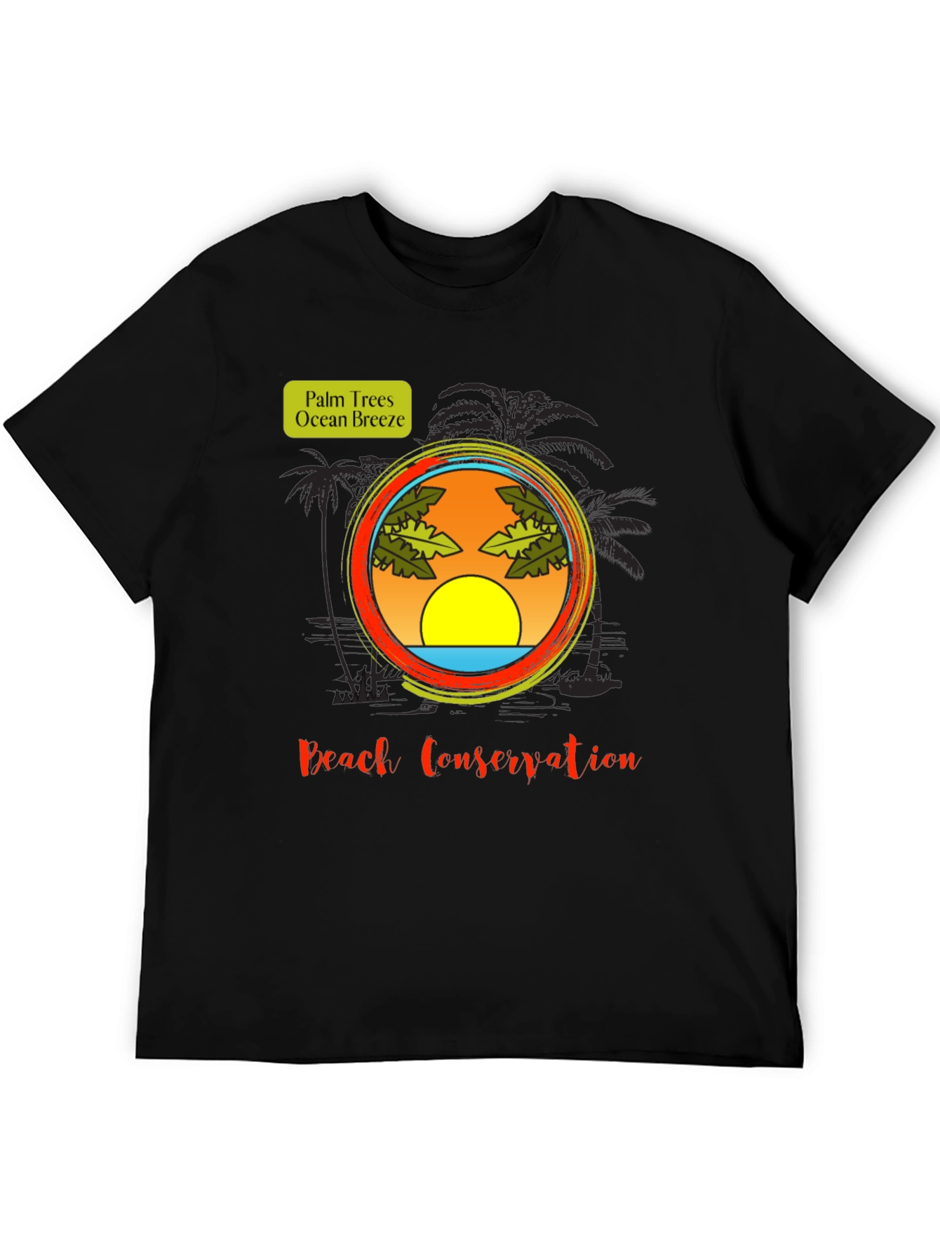 Beach Conservation T-Shirt - Palm Trees and Ocean Breeze