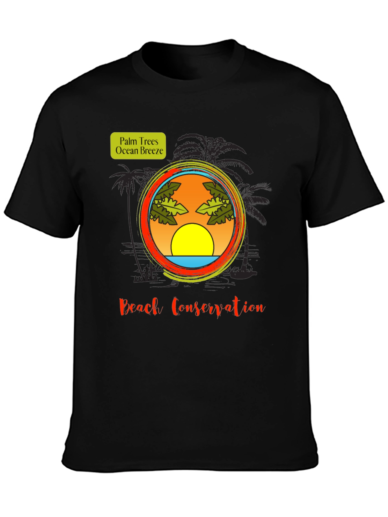 Beach Conservation T-Shirt - Palm Trees and Ocean Breeze
