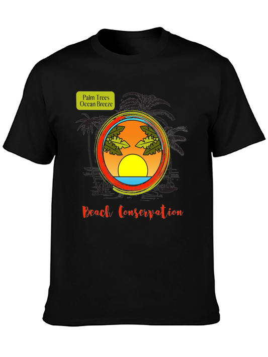 Beach Conservation T-Shirt - Palm Trees and Ocean Breeze