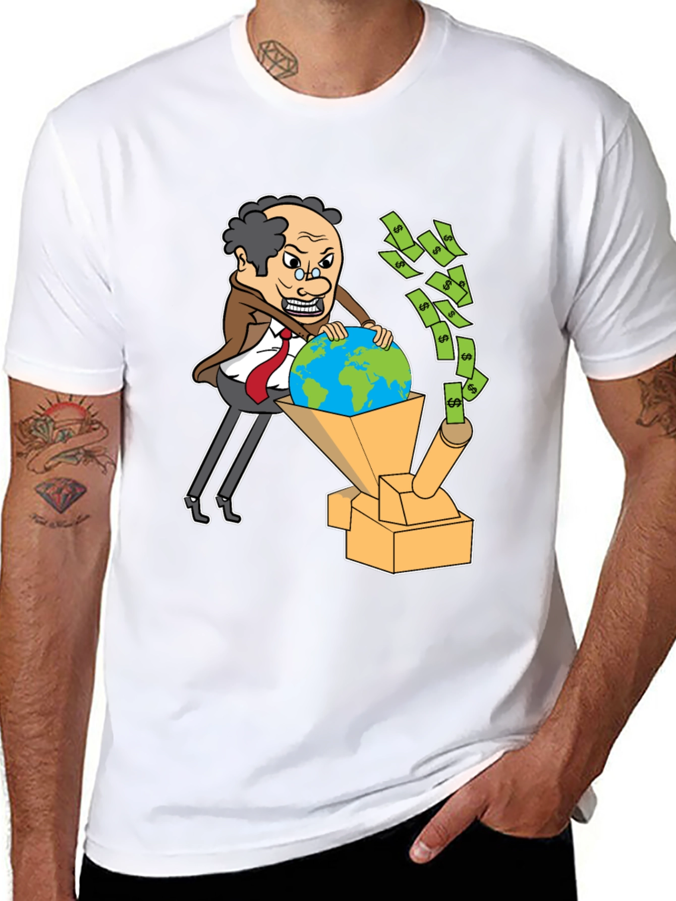 Greedy Businessman Exploiting Earth T-Shirt