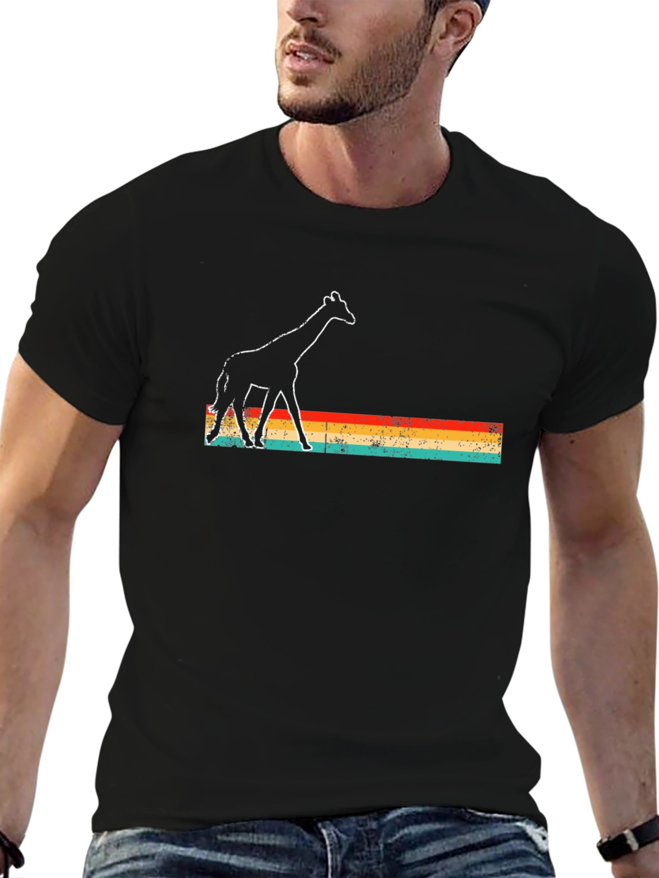 Retro Giraffe Graphic T-Shirt - Unisex Black Tee