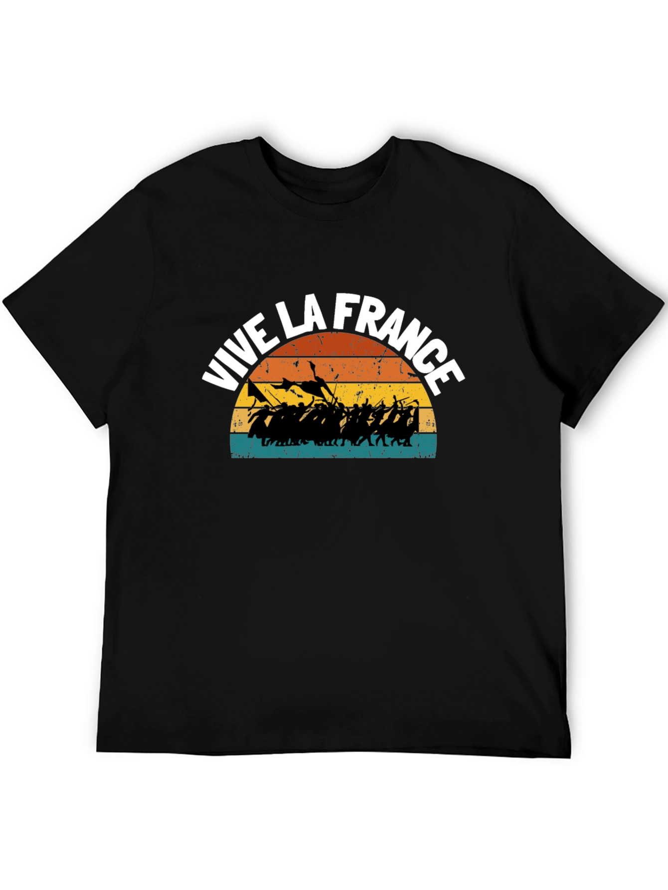 Vive La France Retro Graphic Tee - Black Cotton