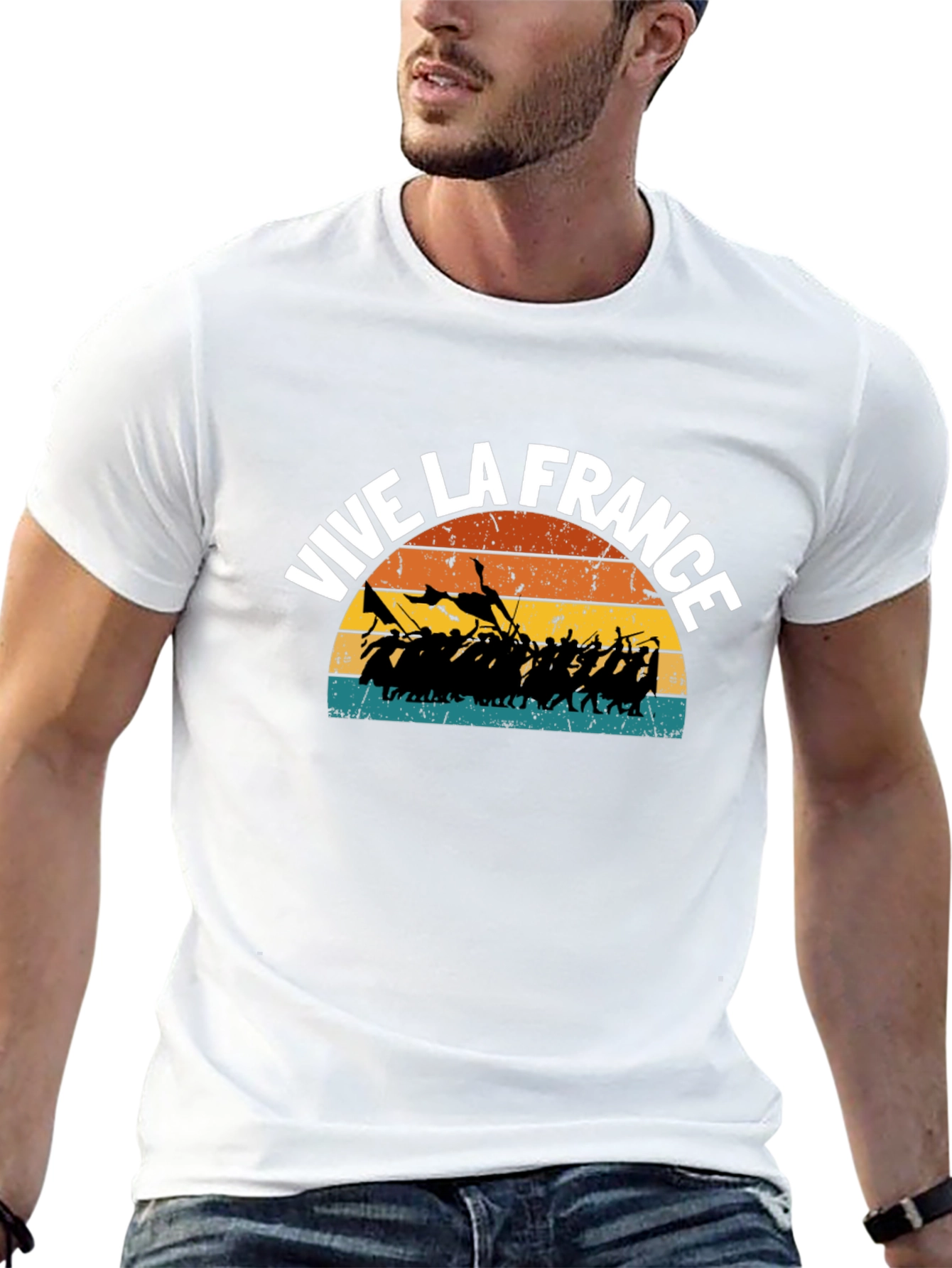 Vive La France Retro Graphic Tee - Black Cotton