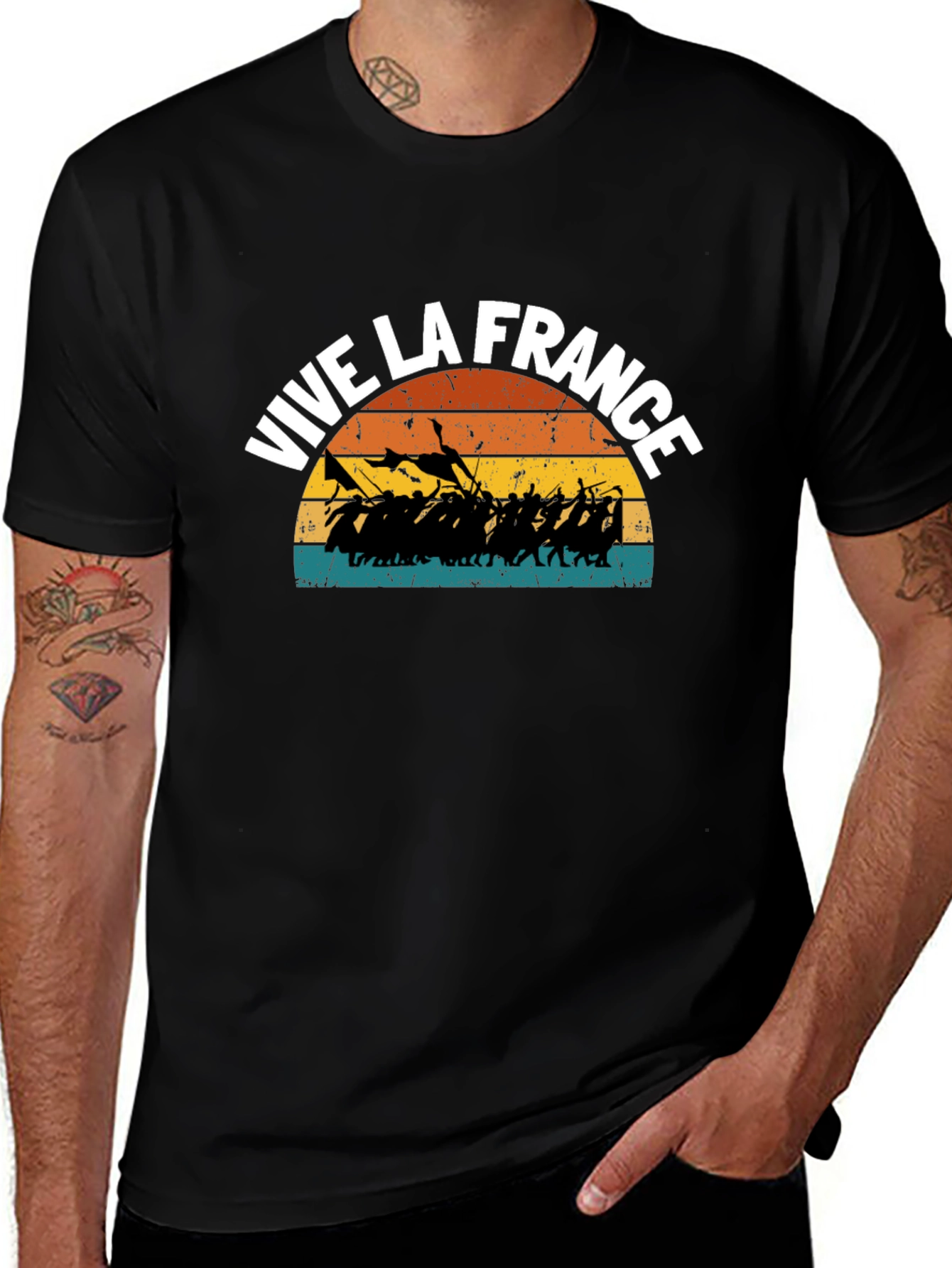 Vive La France Retro Graphic Tee - Black Cotton
