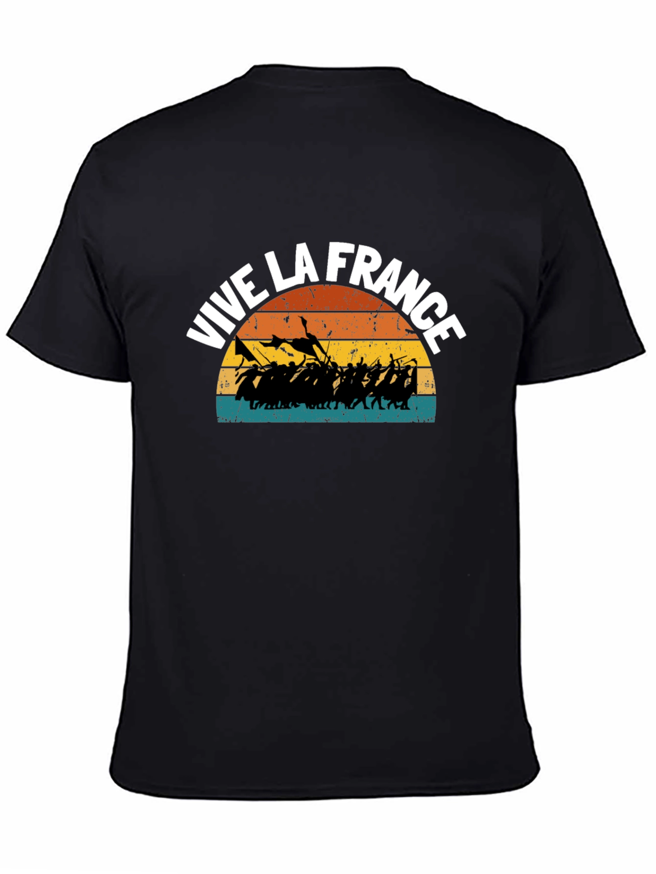 Vive La France Retro Graphic Tee - Black Cotton